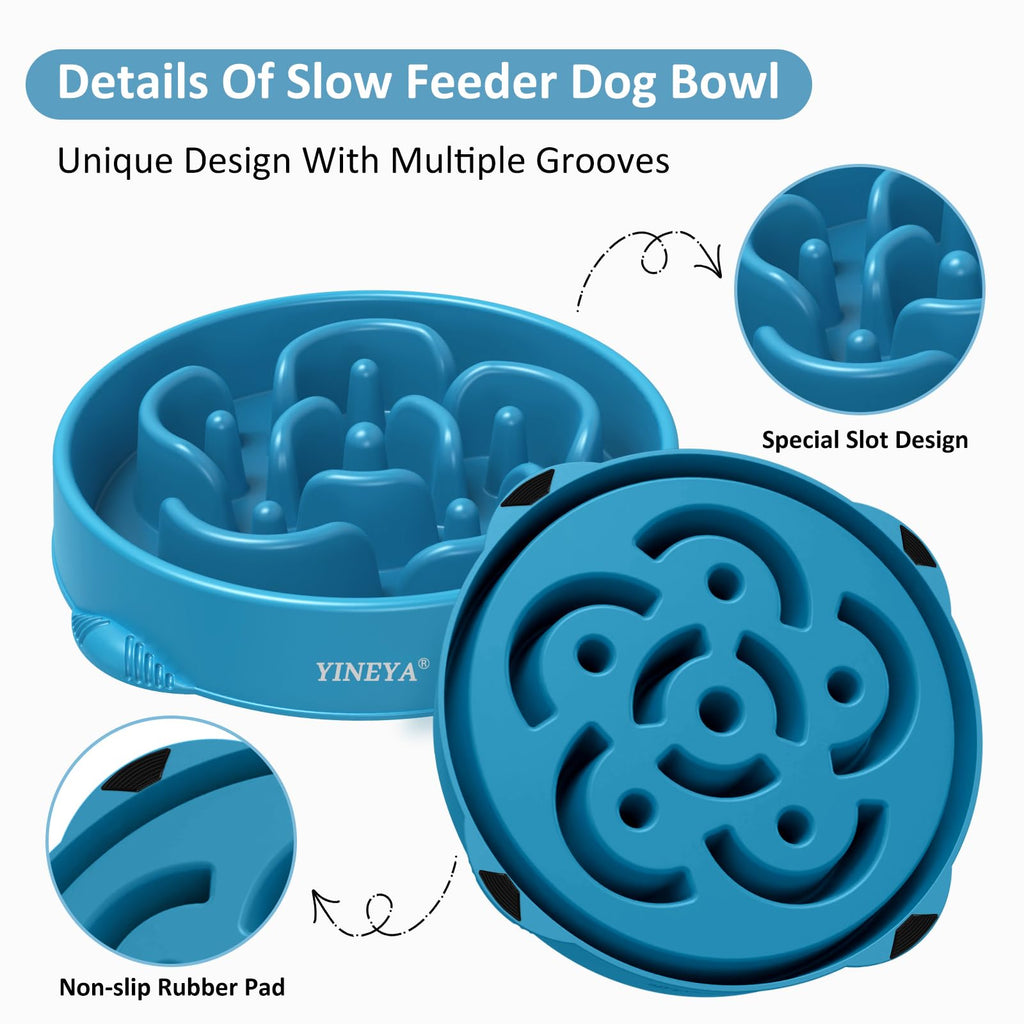 YINEYA 2PCS Anti-Choking Slow Feeder Dog Bowls Small Size Dog, Slow Feeder Cat Bowl, Supplies and Puzzle for Pet
