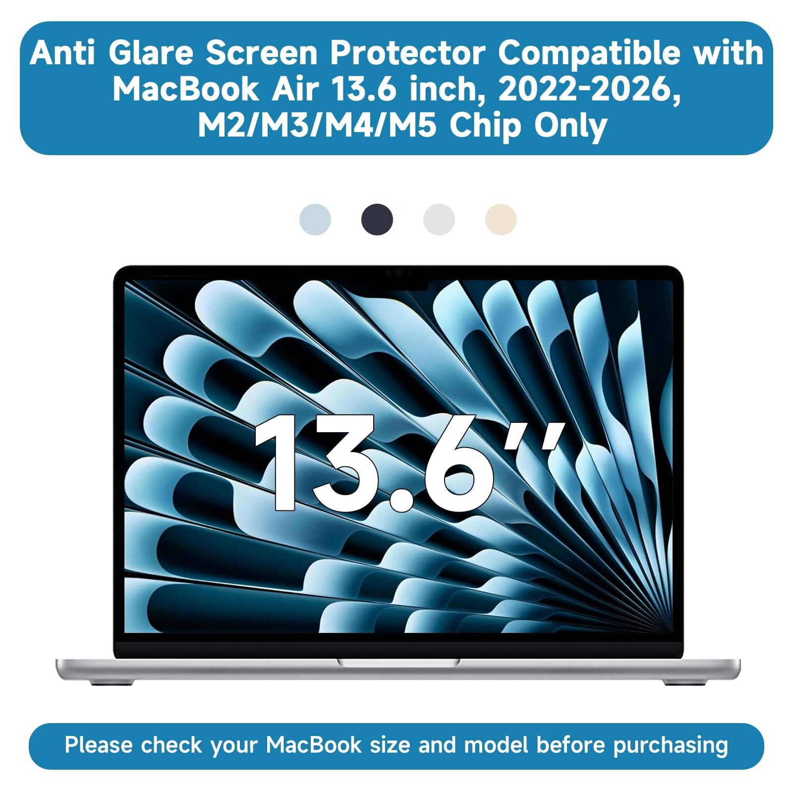 Paquete de 2 protectores de pantalla compatibles con MacBook Pro de 13 pulgadas (2016-2022 / M1, M2) y MacBook Air de 13 pulgadas (2018-2021 / M1), protector de pantalla antirreflejos, protector de