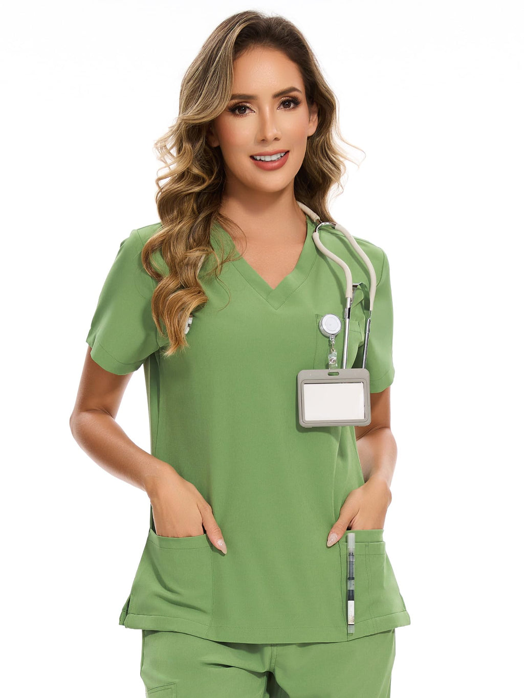 COZYFIT Scrub Tops for Woman - Soft Stretch, V-Neck Top Scrubs with 3 Pockets, Easy Care for Women