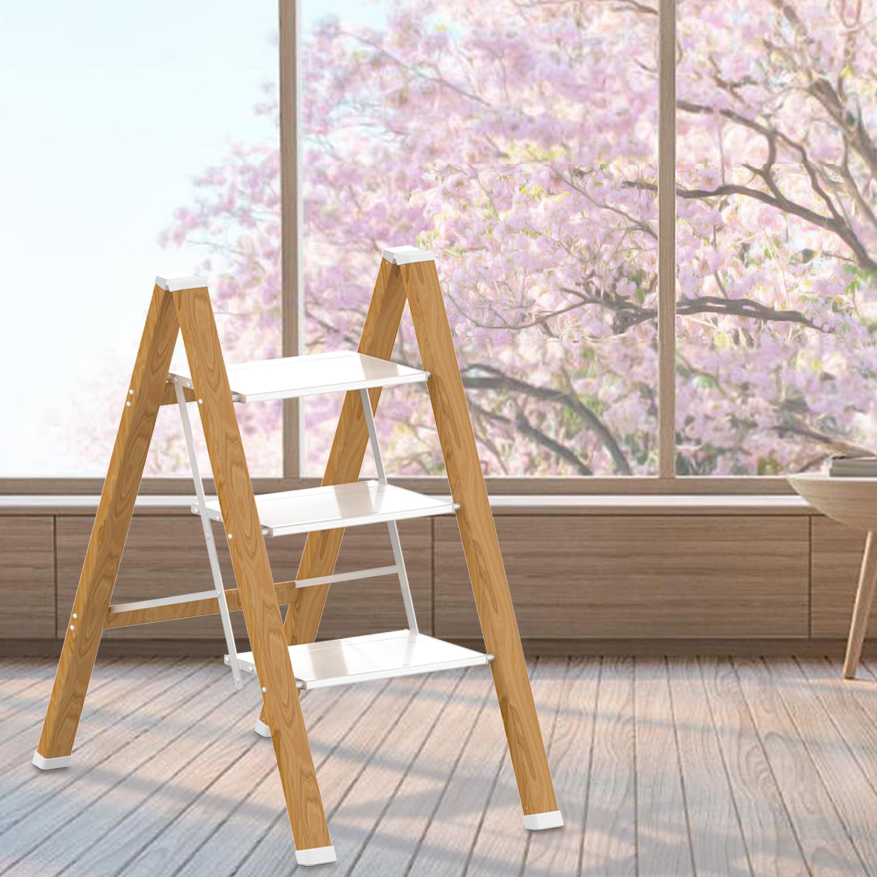 2 Step Lightweight Folding Ladder for Home, 330lbs Aluminum Step Ladder Anti-Slip for Kitchen, Step Stool Foldable Adults for Closet, 330lbs - Black