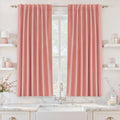 UHITECH Short Linen Curtains 24 Inch Long for Farmhouse Small Windows Modern Cafe Sytle Blackout Curtains for Living Room Back Tab Thermal Black Out Drapes 2ft