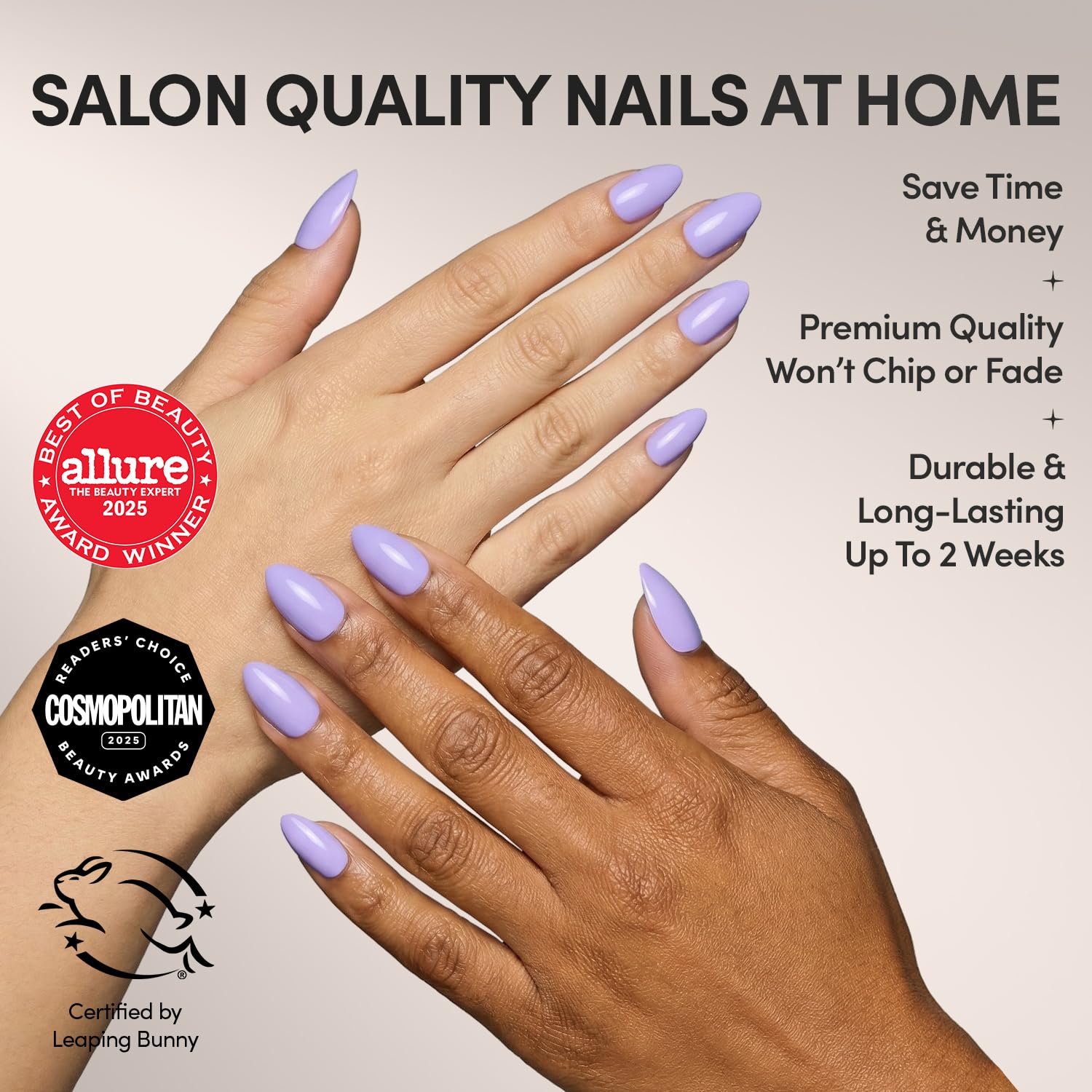 Glamnetic Press On Nails - Cashmere Blue | Opaque Soft Pale Sky Blue Short Squoval Fake Nails, Salon Quality | 15 Sizes - 30 Nail Kit