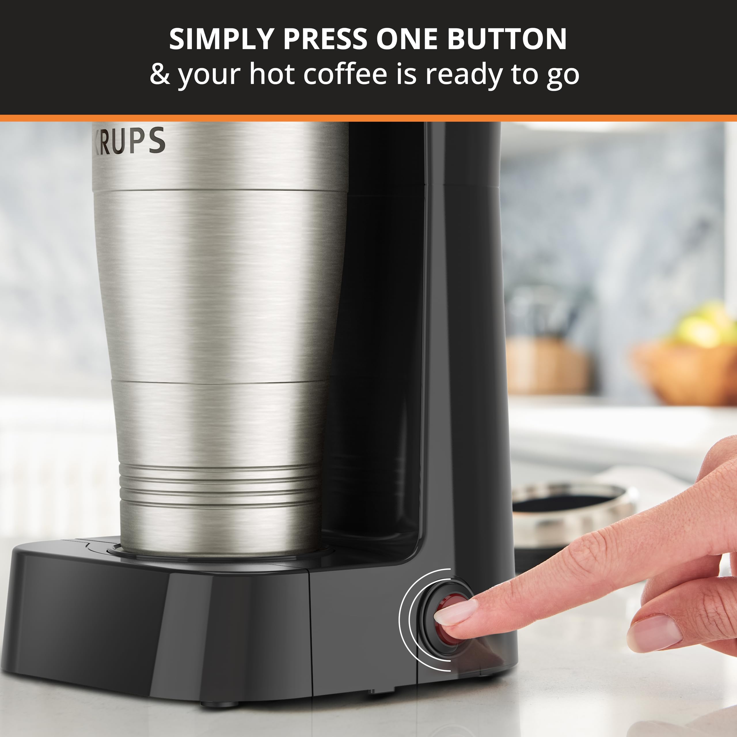 KRUPS Simply Brew Coffee Maker - Multi-Serve 4-in-1 with Stainless Steel Travel Tumbler, Black, 14oz