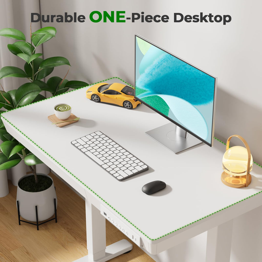 Glass Electric Standing Desk with Drawer, 35" x 20" Whole Piece Tabletop Samll Sit Stand Table, Height Adjustable Workstation with Storage & USB Ports, Quick Install Home Office Desk