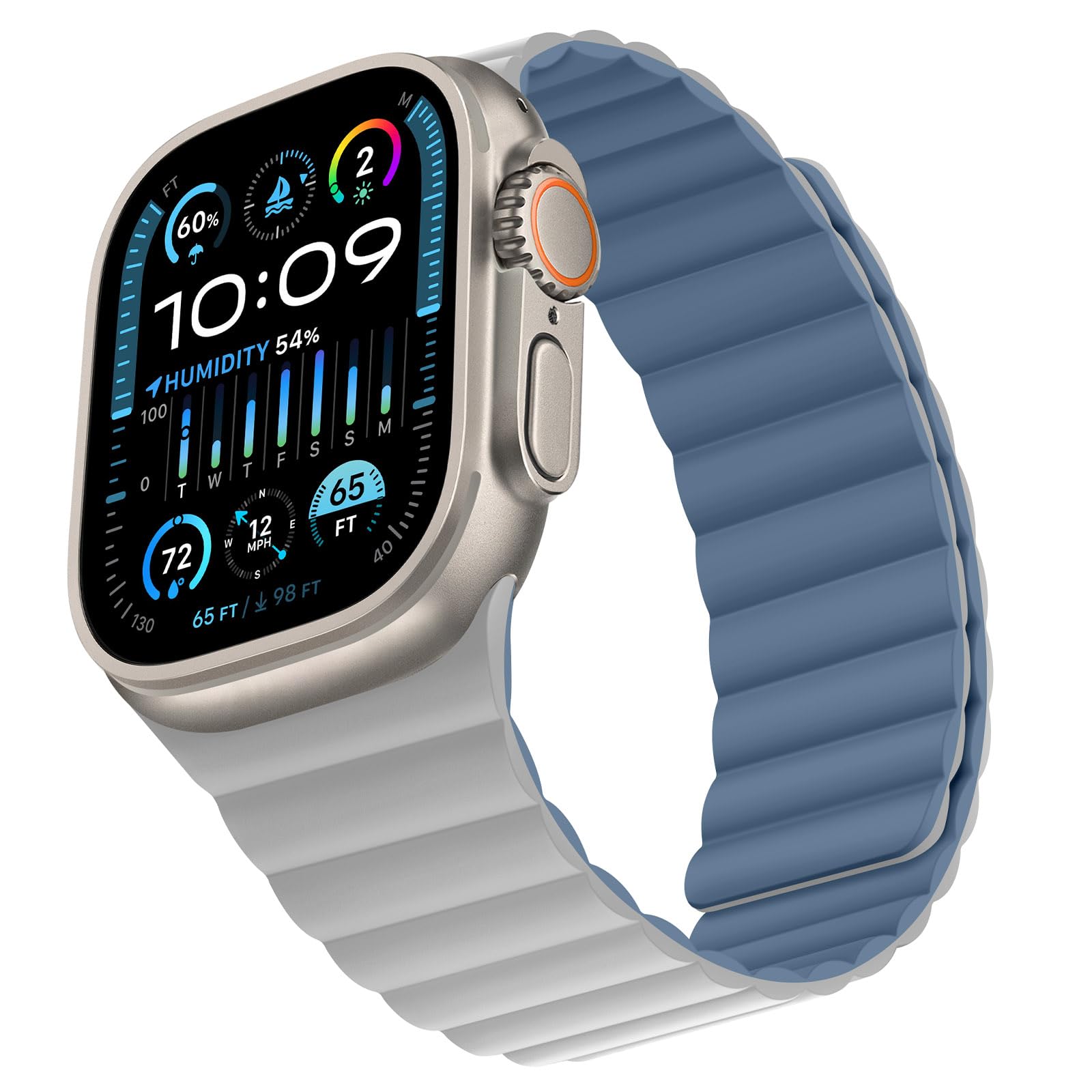 Bisikor Compatible with Apple Watch Band 49 46 45 44 42 41 40 38mm, Double Sided Wearable Silicone Magnetic Strap for iWatch Ultra SE Series 11 10 9 8 7 6 5 4 3 2 1 (38/40/41/42, Beige/Gray)