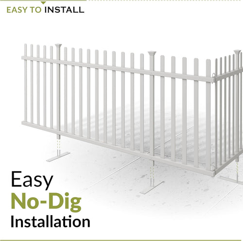 3.5ft H x 7.6ft W (1 Panel) Freestanding Zippity Lightweight Portable Fence Kit, White Vinyl Picket Panel, Portable Outdoor & Indoor Barrier for Temporary Events, Easy Install for Backyard ZP19026