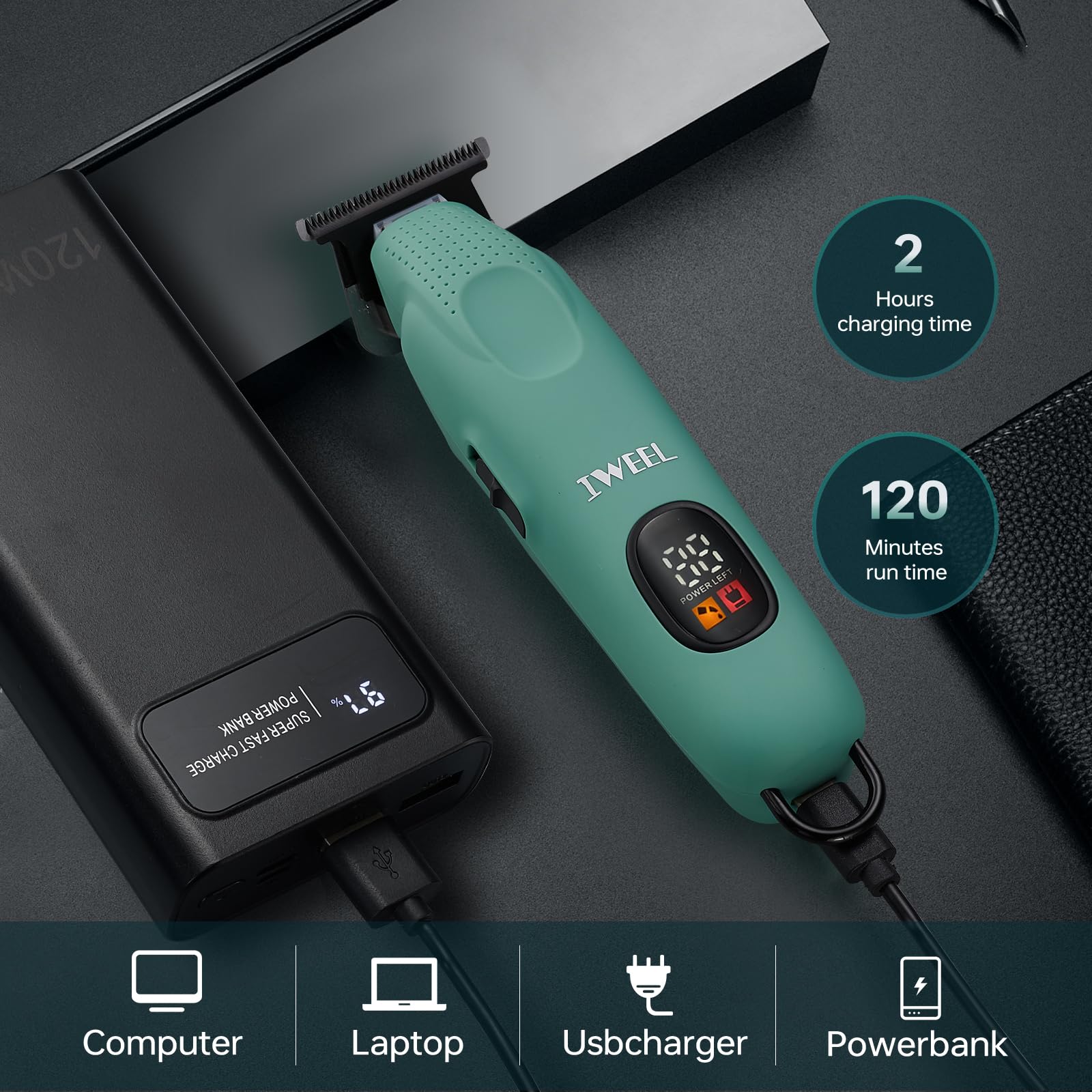 IWEEL Professional Beard Trimmer for Men - Electric Hair Clippers, Zero Gapped T-Blade Edgers, Cordless Rechargeable Mustache Trimmer Grooming Kit for Body