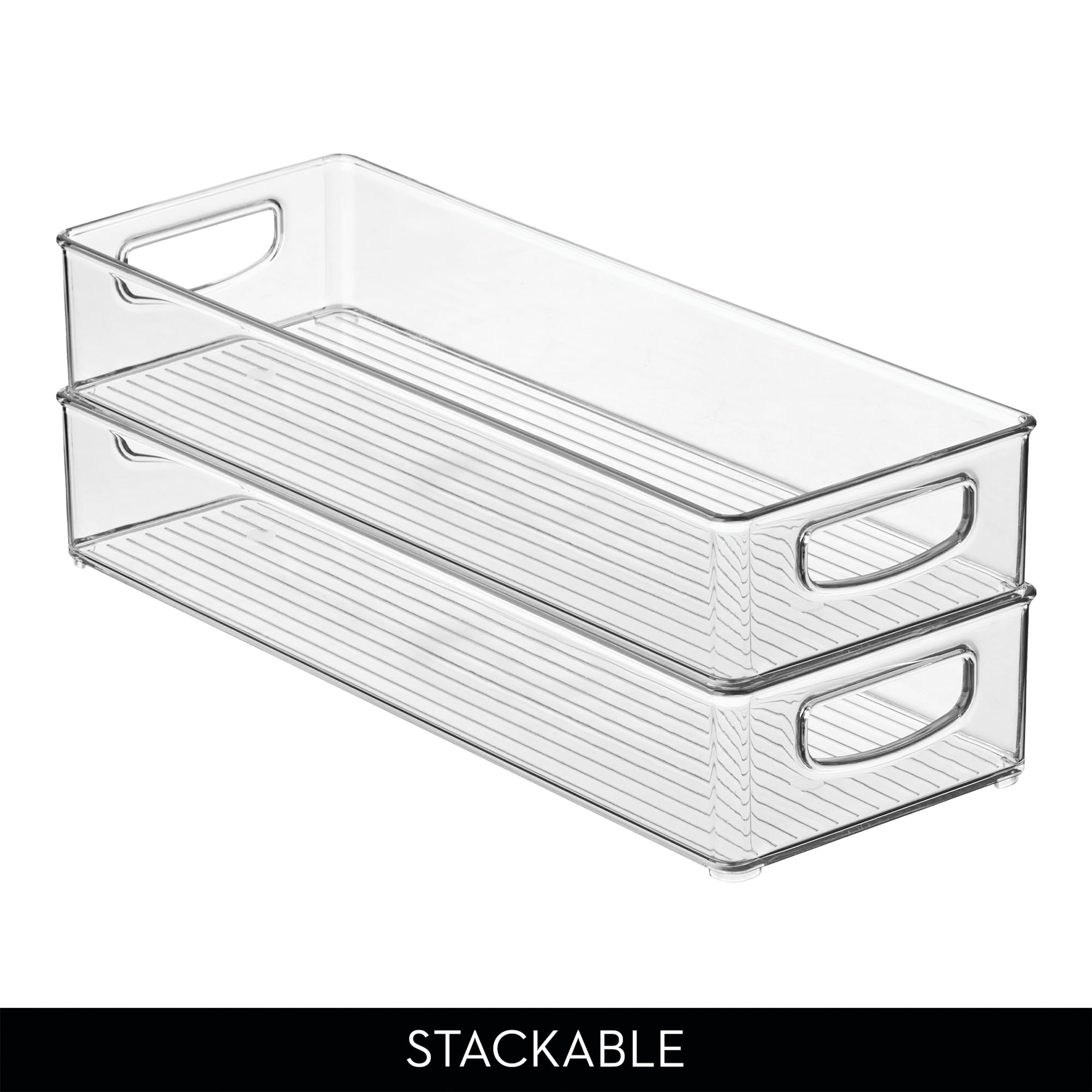 iDesign Slim Extra Long Clear Storage Bin | Narrow, Stackable, Kitchen or Pantry Organizer
