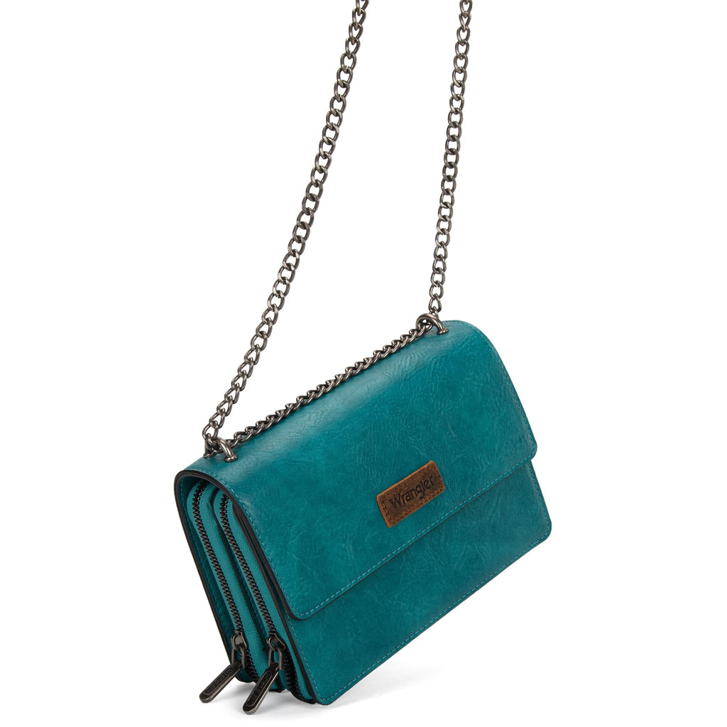 Wrangler Flap Crossbody Purse for Women Shoulder Bag Vintage Wallets with Chain Strap
