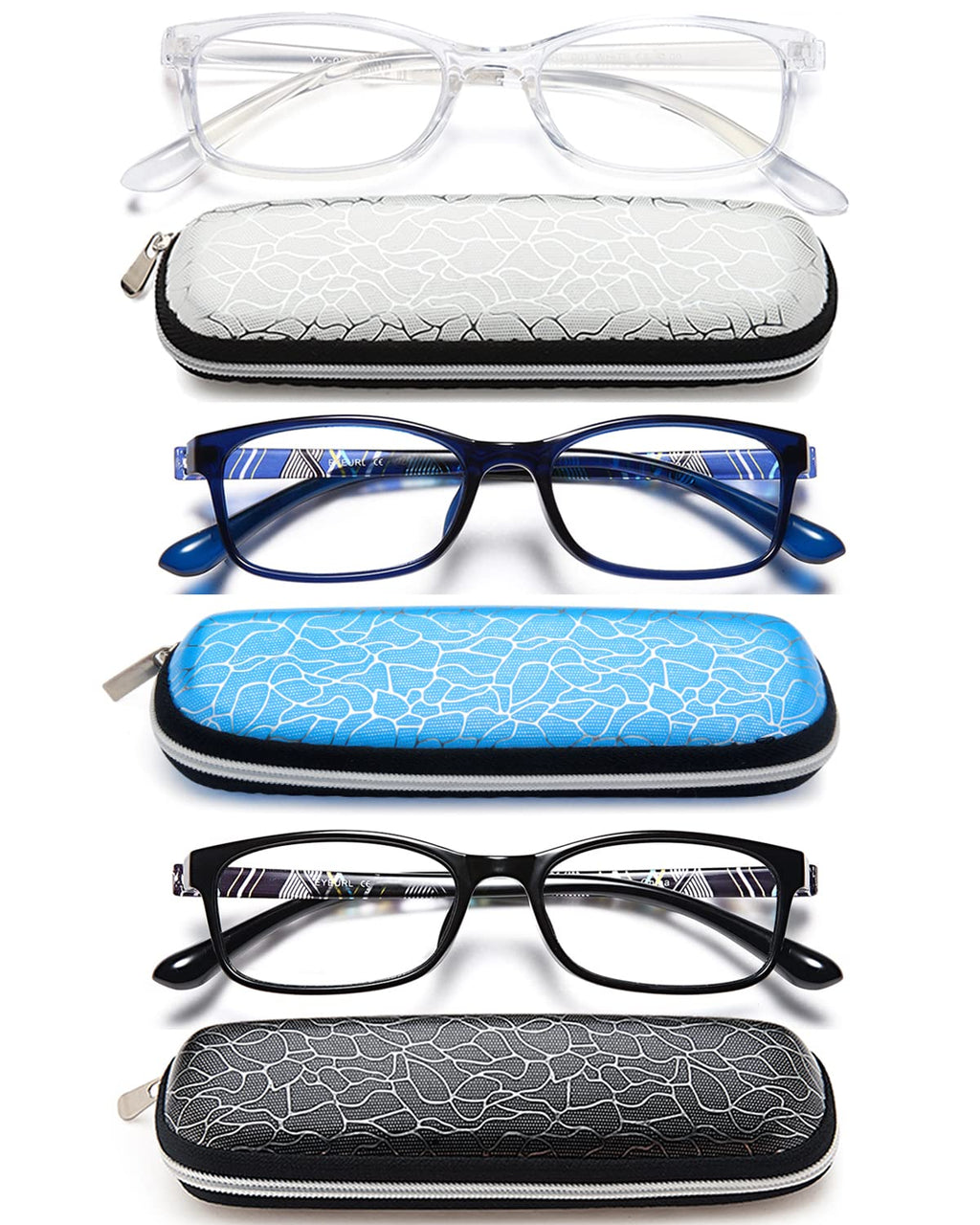 EYEURL Reading Glasses for Women Men Blue Light Blocking, 0.00 Anti Eye Strain Computer Readers, TR90 Ultra Lightweight Rectangle Frame Eyeglasses