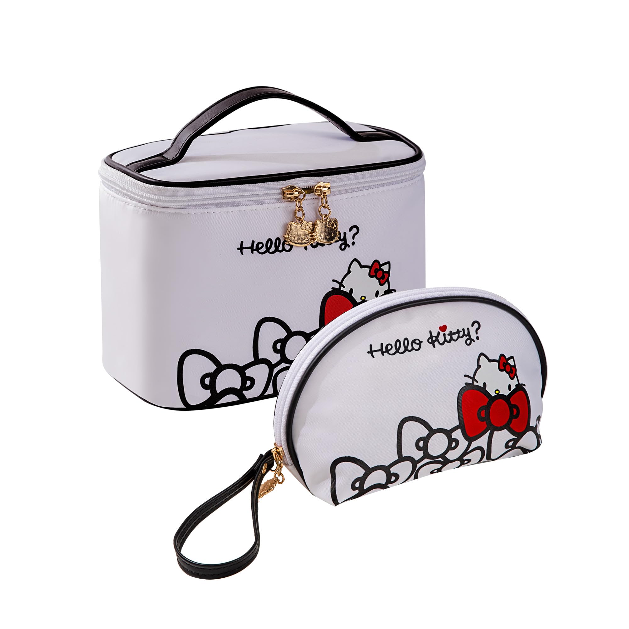 AmBealla Makeup Bag Large Waterproof Cosmetic Bags with Makeup Brush Holder,Cute Printed Makeup Organizer for Women Traveling,Portable Toiletry Bag for Girls