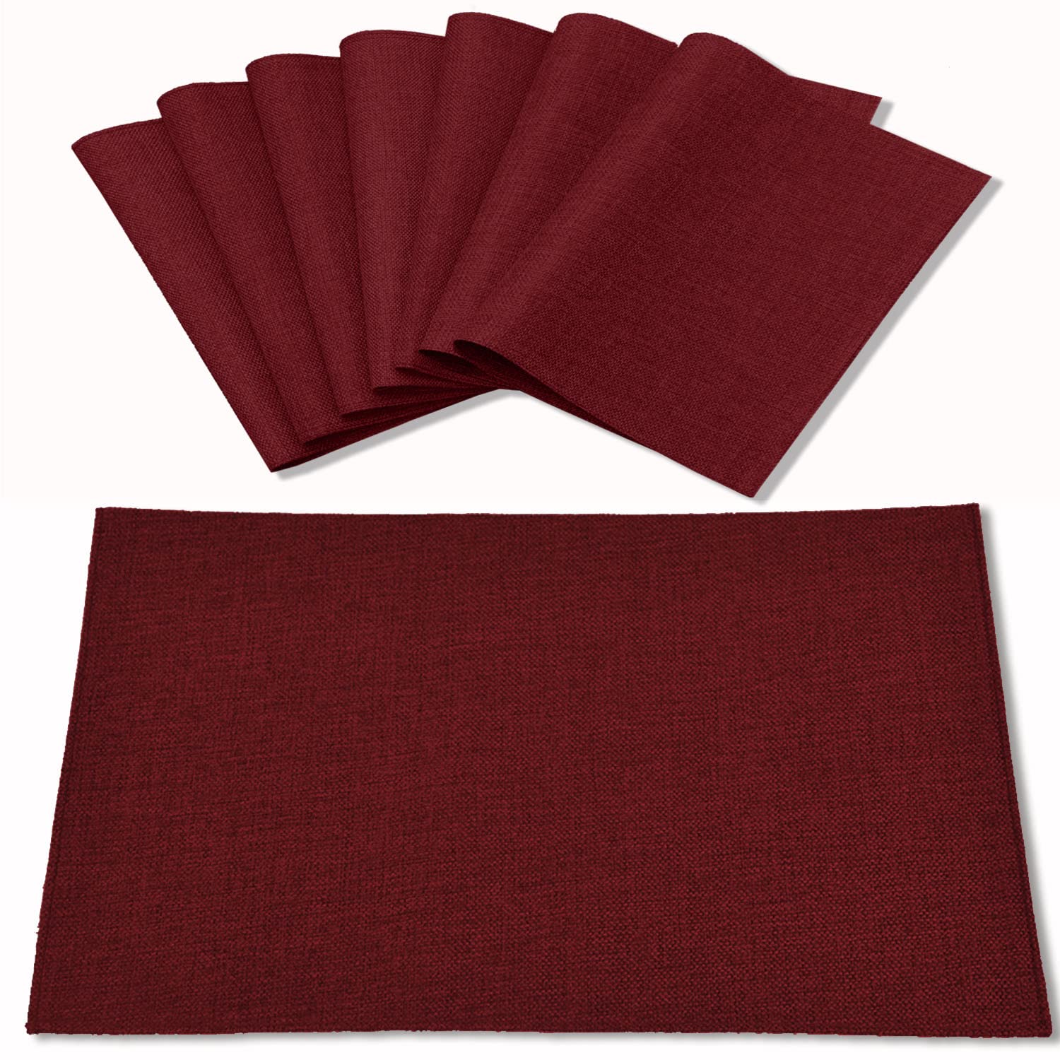 Cloth Placemats Set of 8, Linen Type Fabric Placemats Machine Washable Heat Resistant Placemats Wrinkle Free Thick Polyester Kitchen Place Mats for Dining Table (Beige)