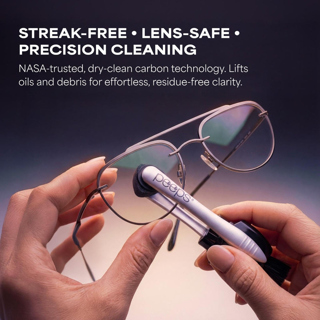 Peeps Eyeglass Lens Cleaner - Efficient and Durable Carbon Microfiber Technology - Exclusively Used by NASA - 500 Uses (Electroplated Gold)