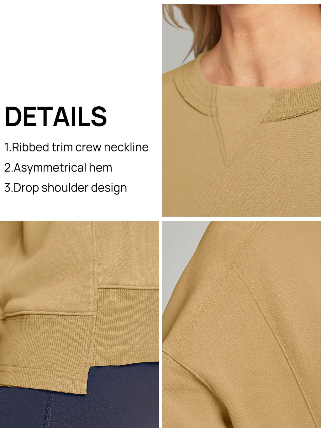 MEROKEETY Women's Oversized Cropped Sweatshirts Crewneck Trendy Workout Pullover Sweater Fall Outfits