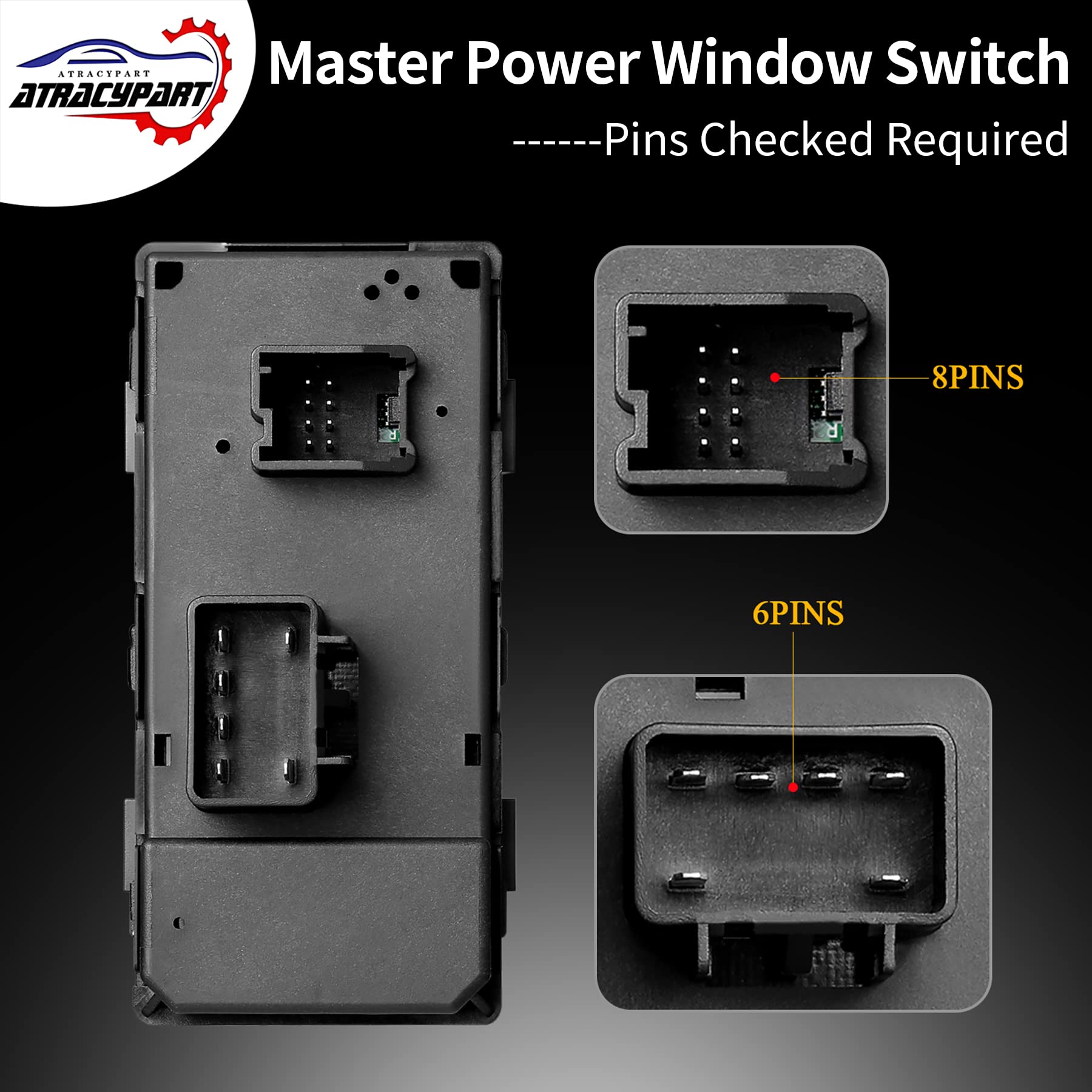 Power Window Switch Passenger Front Right, Rear Left or Right | Window Buttons | Fits GMC Acadia, Sierra, Chevy Silverado, Tahoe & More Year Model 2006-2015 | #22895545, 15888174