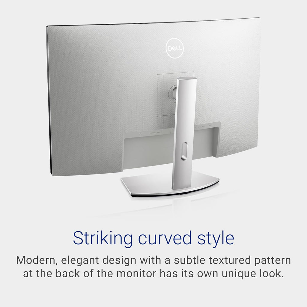 Dell S3221QS 32 Inch Curved 4K UHD (3840 x 2160), VA Ultra-Thin Bezel Monitor, 60Hz, 4MS Response Time, 90% DCI-P3, 99% sRGB, AMD FreeSync, HDMI, DisplayPort, Built in Speakers, VESA Certified, Silver
