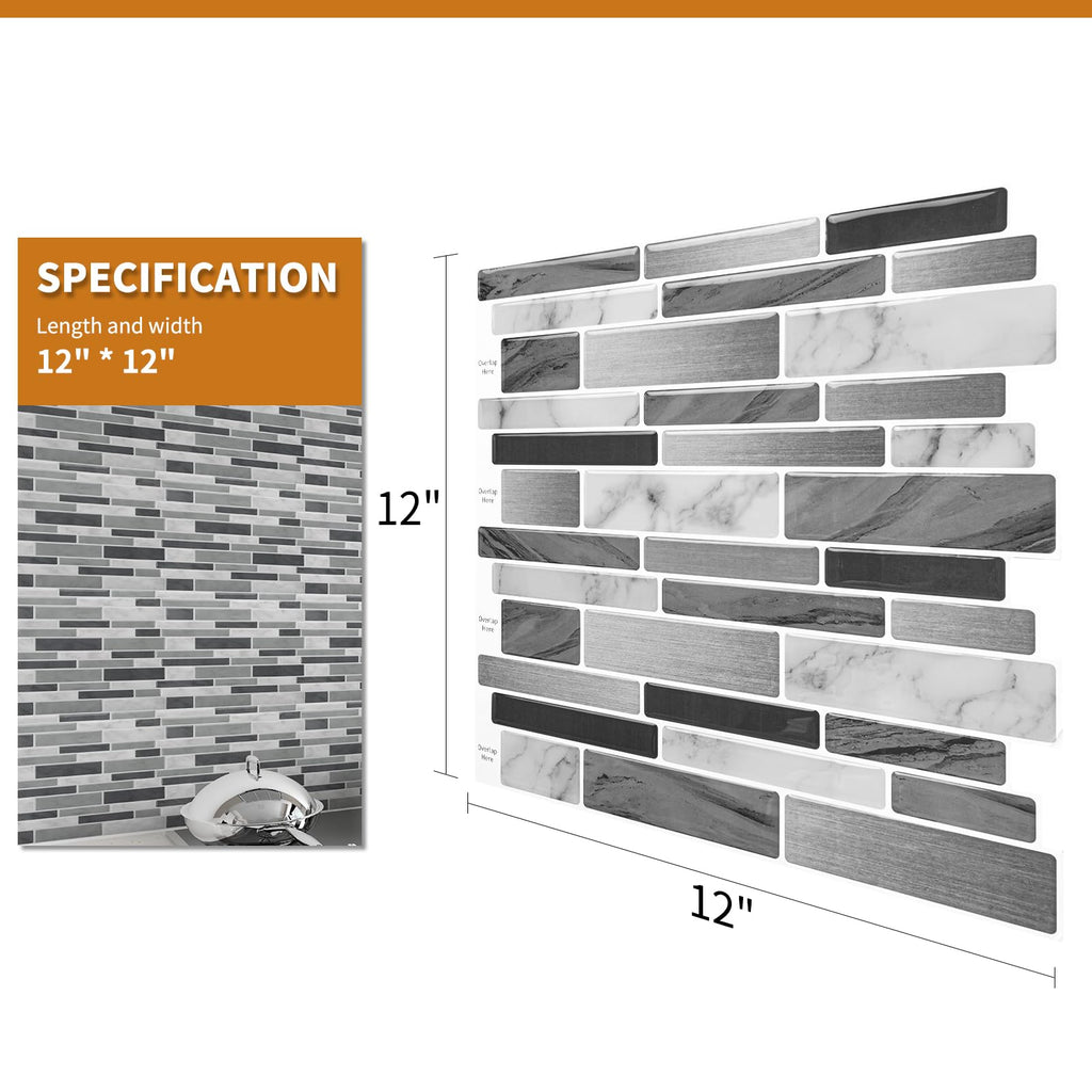 WOWSTAR 10-Sheet Peel and Stick Backsplash Tile for Kitchen, Back Splash Stick On Tiles for Kitchen Wall (Sand)