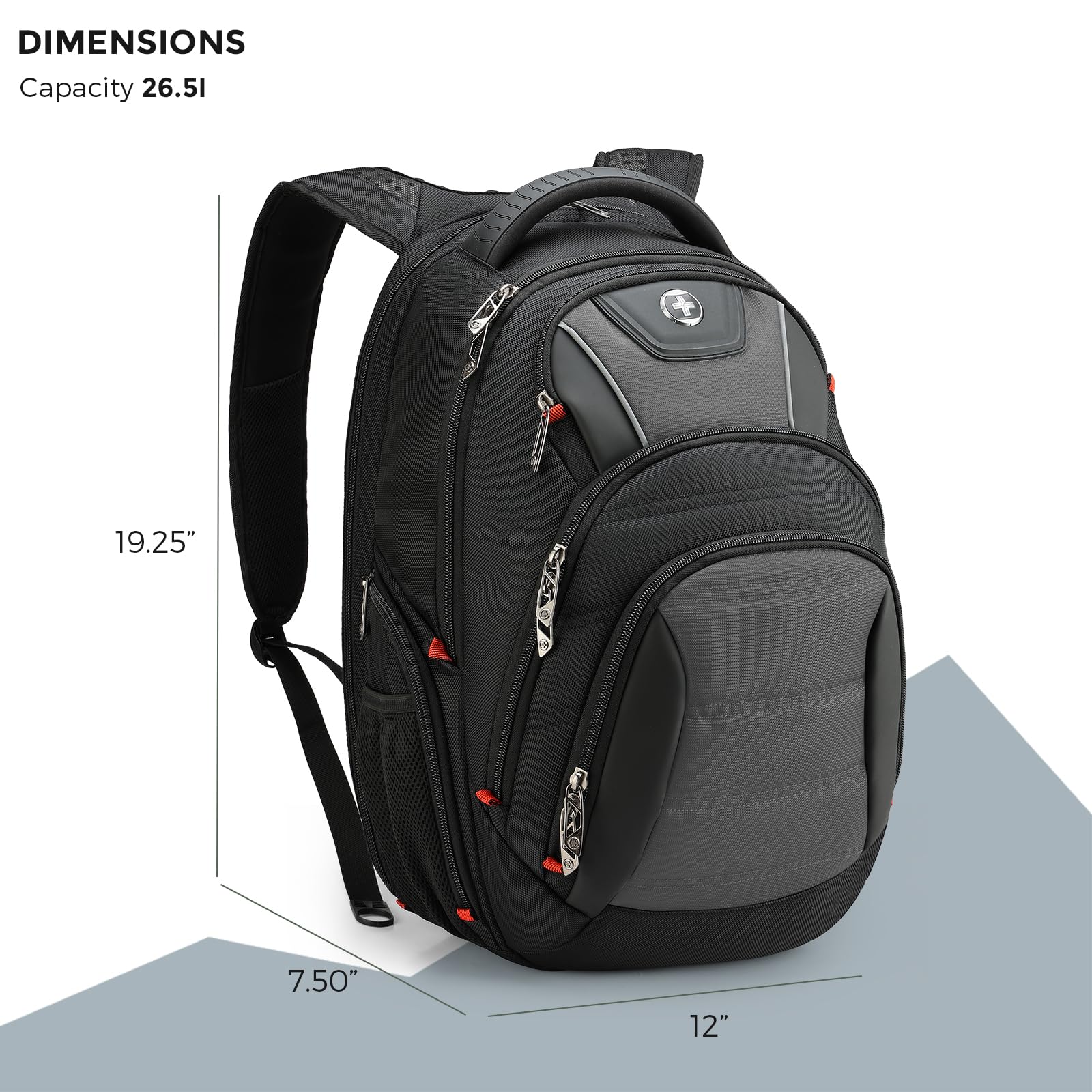 Swissdigital Design Travel Backpack for Women or Men, TSA Friendly USB Charging RFID Protection Business Carry on Bag Fits 15.6" Laptop Backpack Black | J14-BR
