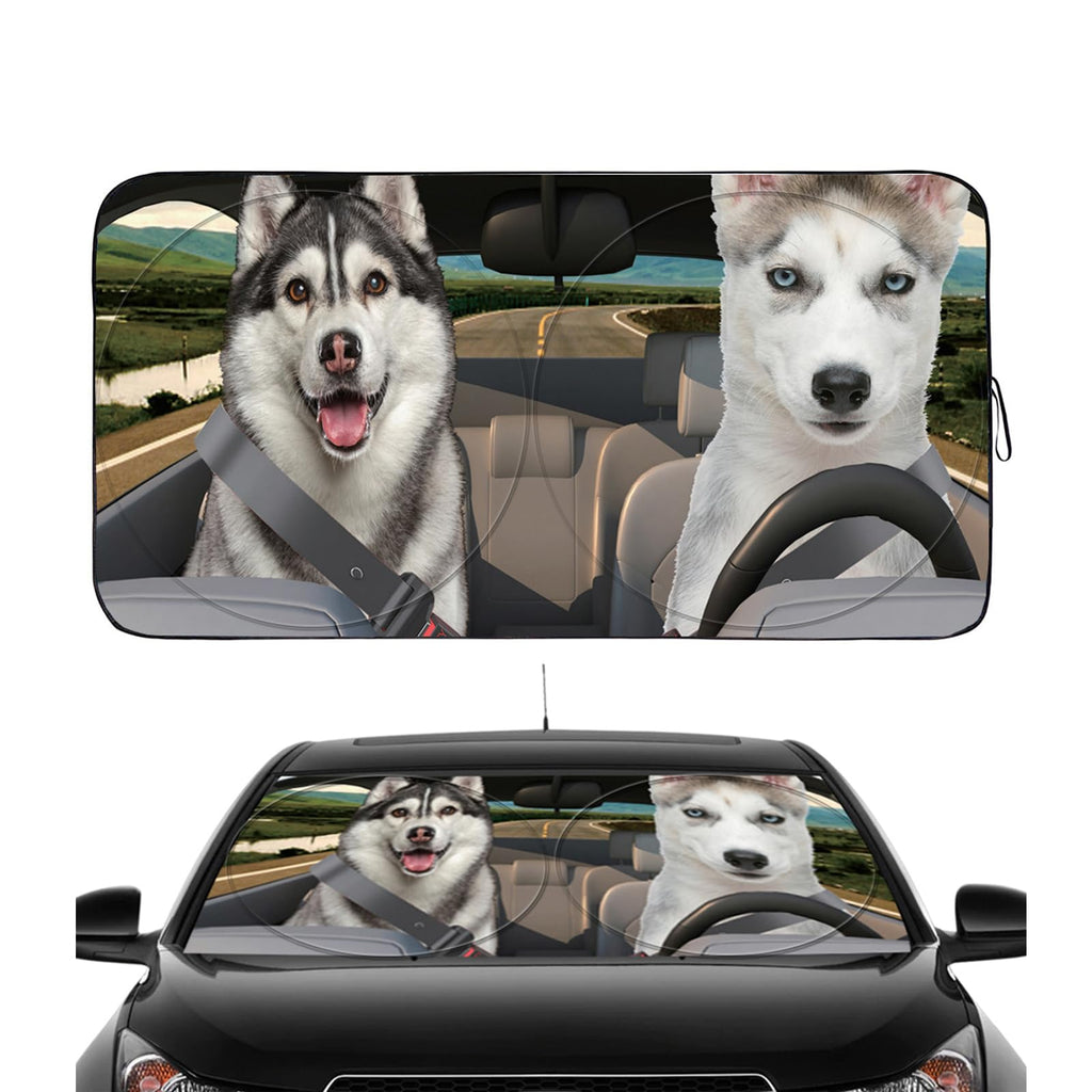 Gven Windshield Sun Shade for Car Front Window Cover Sunshades Visor Automotive Sun Shield for Full-Size Sedan & SUV, Mid-Size SUV, Sports Cars Mid-Size Pickup Truck Car Accessories(Abstract, L)