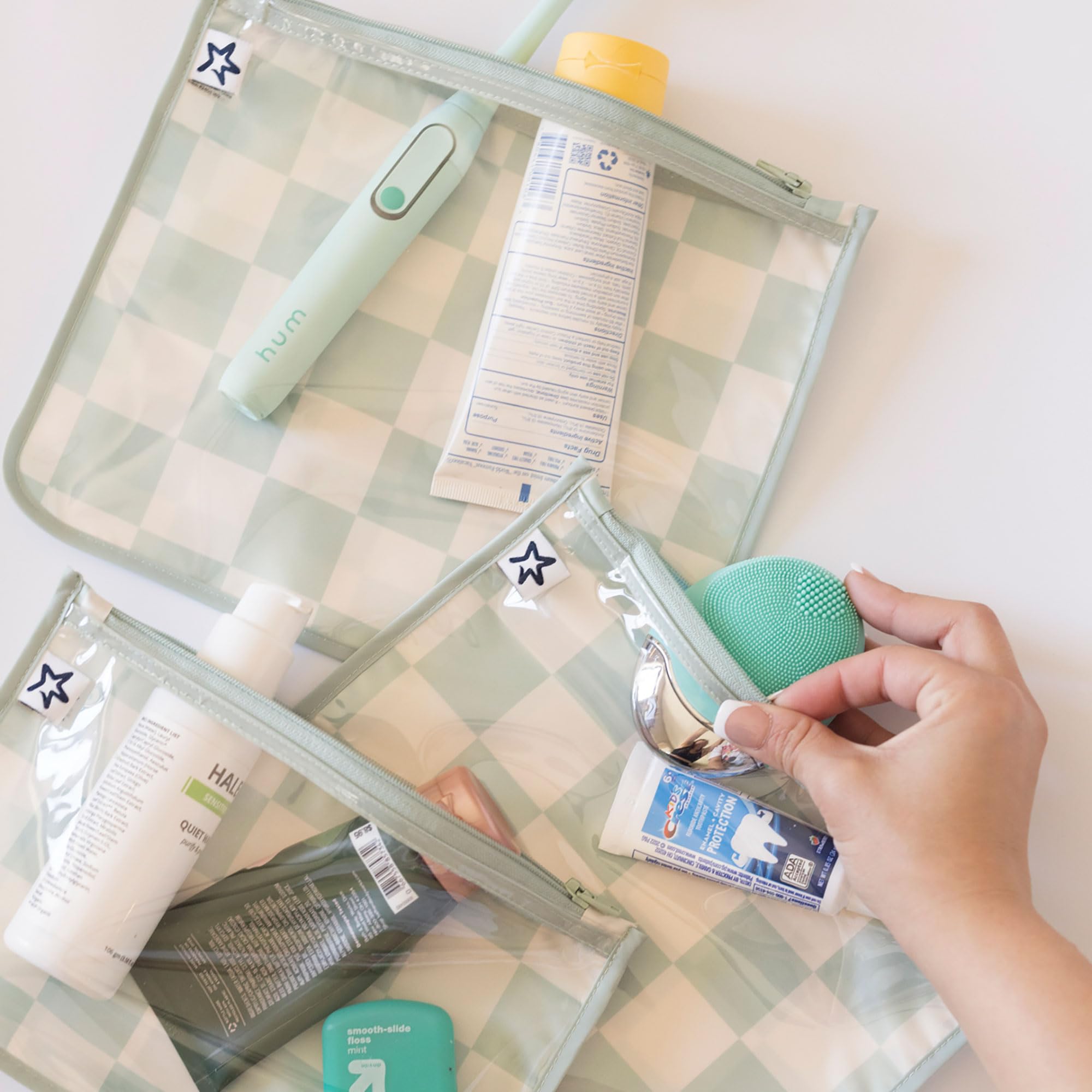 Tiny Twinkle Diaper Bag Organizing Pouches|3 Pack Mess-Proof Clear Front Travel Organizer Bags&TSA Approved Toiletry Bag Set for Baby and Mom Essentials