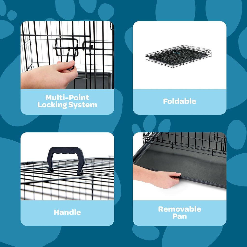 Carlson Secure and Compact Double Door Metal Dog Crate, Medium with Divider Panel