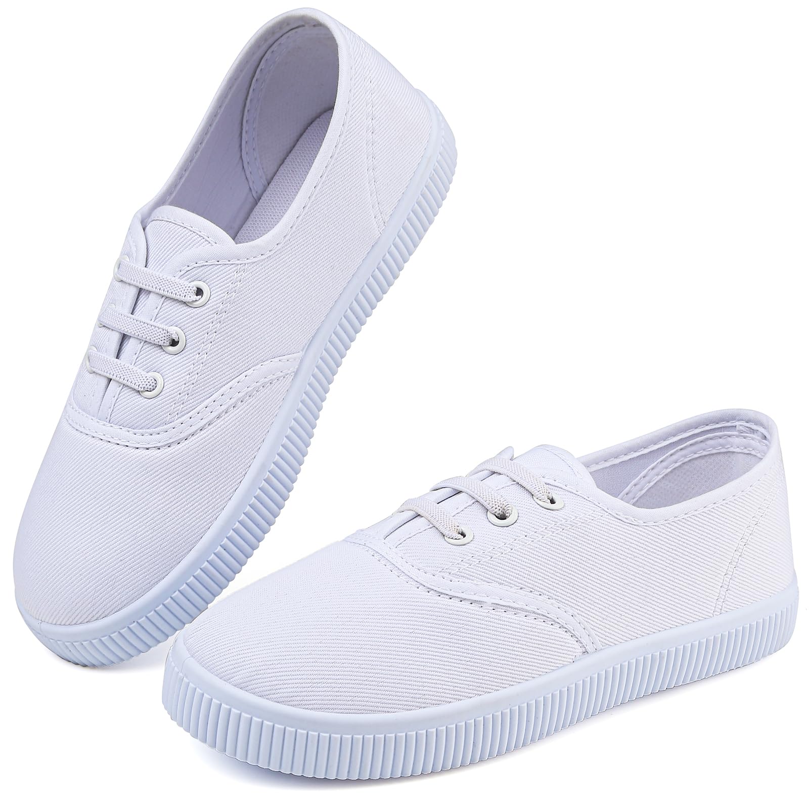 Boy's Girl's Kids White Canvas Shoes for Kids Slip-On Lightweight Sneakers Casual Skin-Friendly Walking Running Shoes(Toddler/Little Kids/Big Kids)