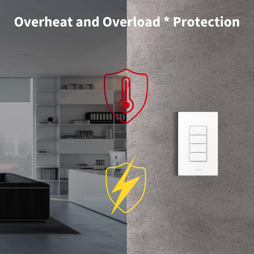 Aqara Smart Light Switch H2 (2-in-1 Neutral, 2 Buttons, 1 Channel), Thread/Zigbee Protocol, Wall Switch for Smart Home, Supports Apple Home, Google, Alexa, Matter Over Thread