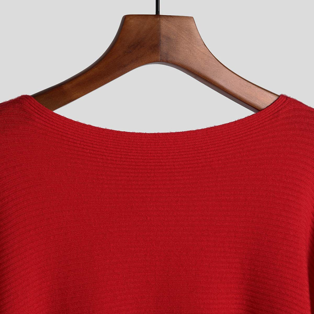 GABERLY Boat Neck Batwing Sleeves Dolman Knitted Sweaters and Pullovers Tops for Women