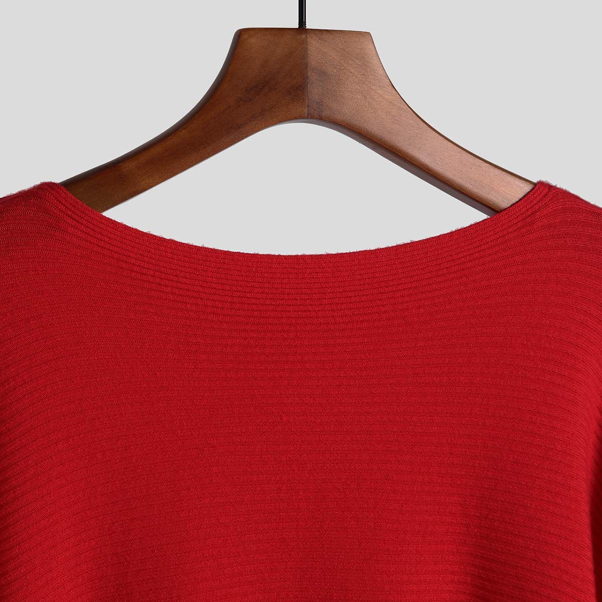 GABERLY Boat Neck Batwing Sleeves Dolman Knitted Sweaters and Pullovers Tops for Women