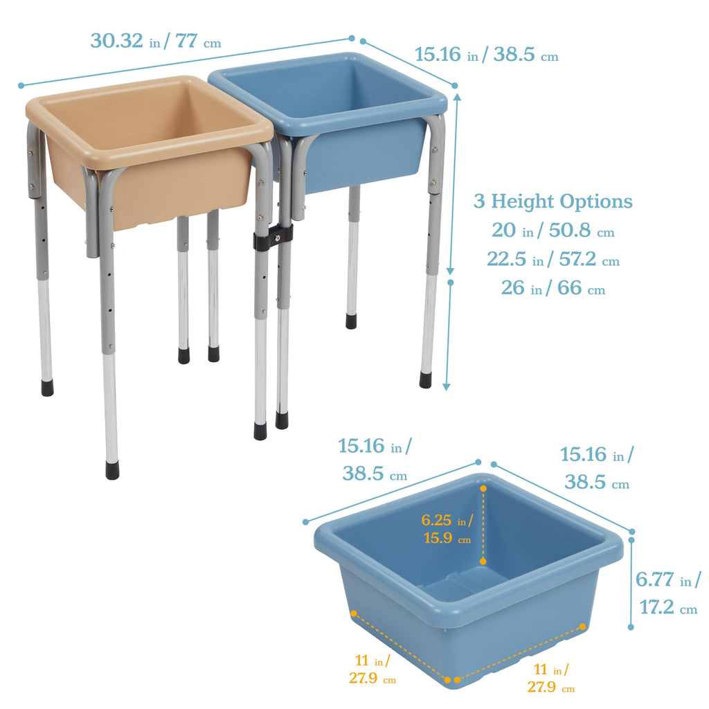 ECR4Kids 2-Station Sand and Water Adjustable Play Table, Sensory Bins, Blue/Red