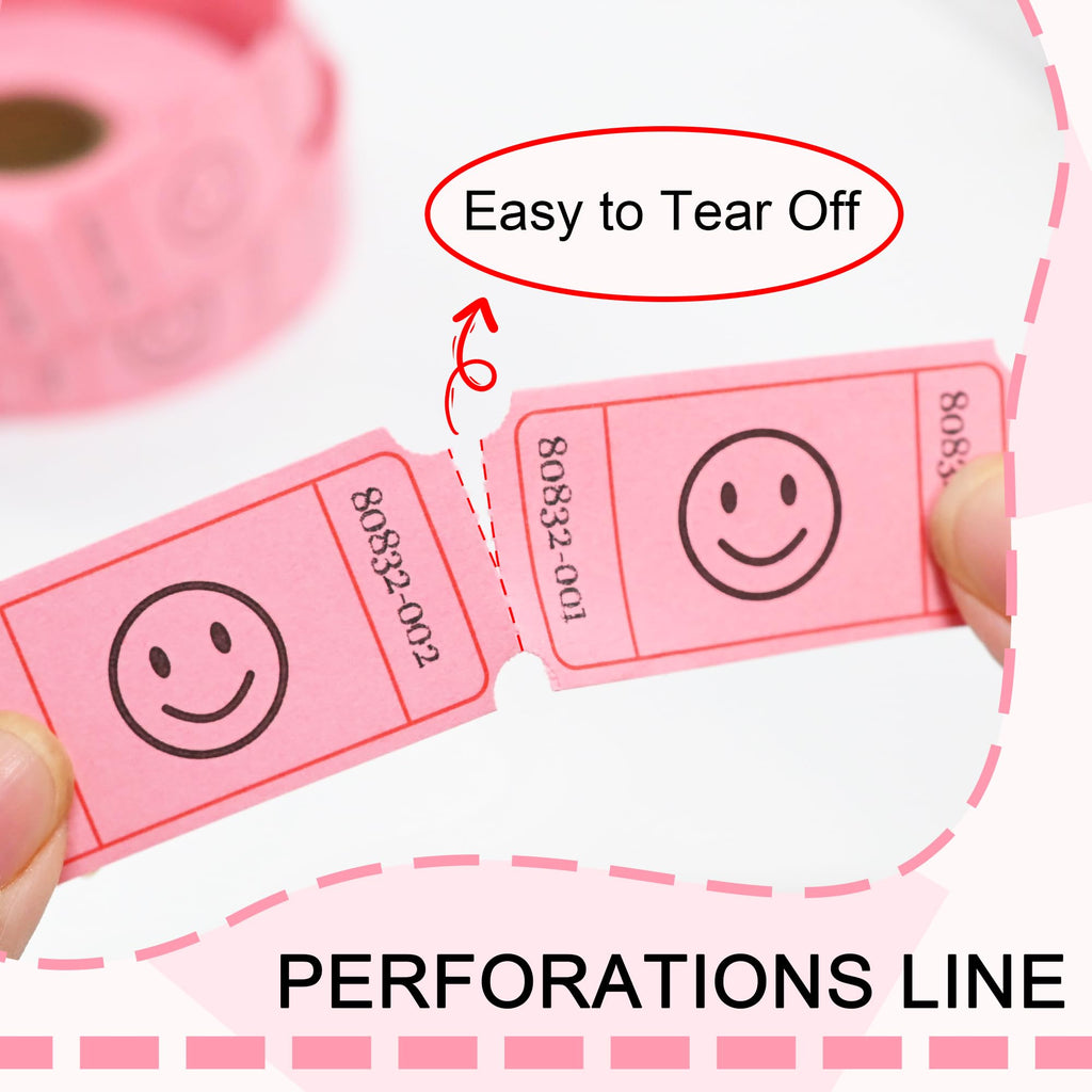 L LIKED 500 Raffle Tickets, Smile,Bule(6 Color Selection), Single Roll, Ticket for Events, Entry, Class Reward, Raffle & Prizes