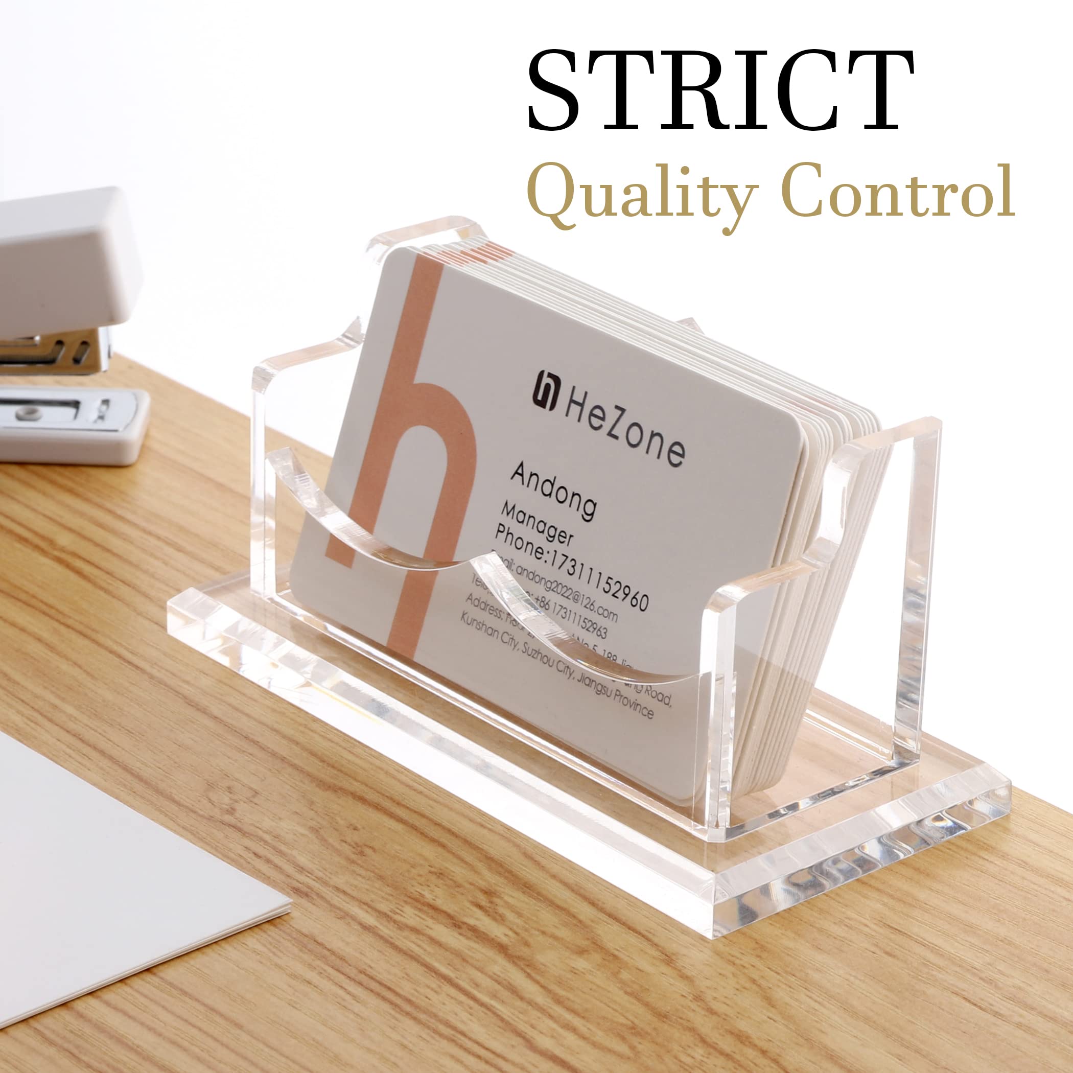 HeZone Business Card Holder for Desk Display, Clear Acrylic Cards Organizer Stand for Men and Women, Business Cards Case Rack 1 Pack, Holds 50 Cards-1 Slot