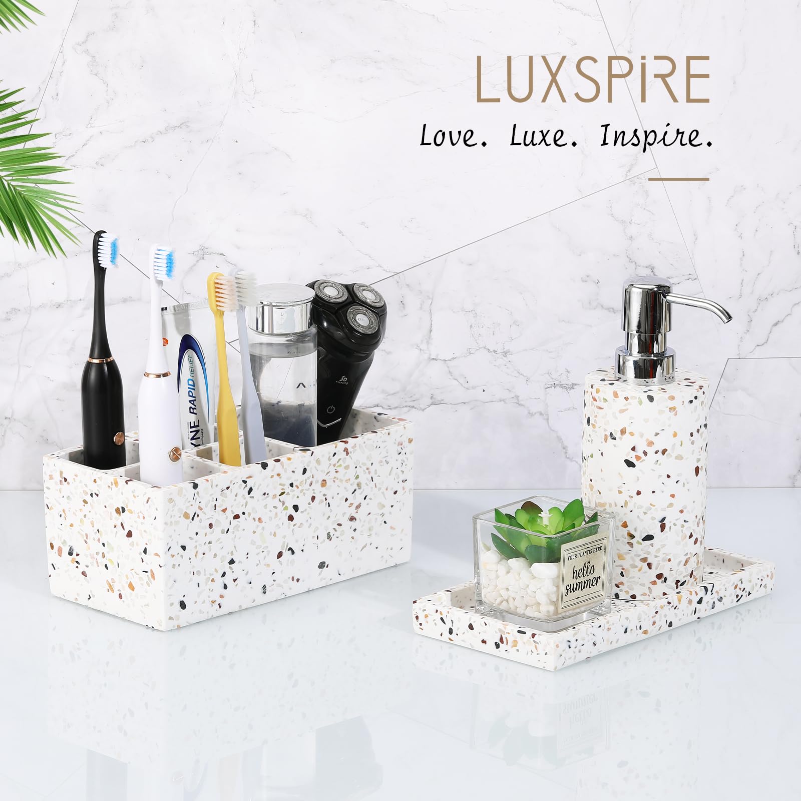 Luxspire Bathroom Vanity Tray, Resin Dresser Jewelry Ring Dish Tank Storage Kitchen Sink Countertop Organizer Plate Holder for Perfume Candles Soap Towel Plant Bathroom Accessories, M, Matte Black