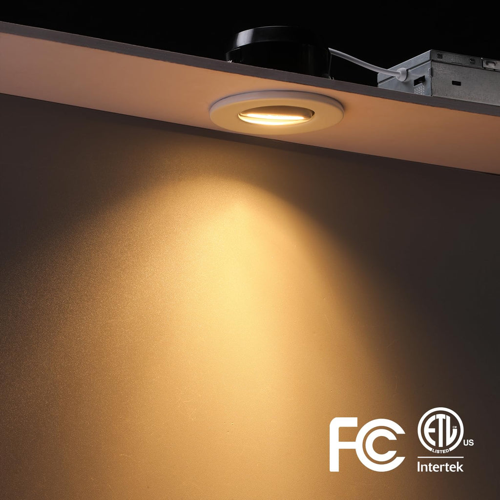 TORCHSTAR 12-Pack 5CCT 3 Inch Gimbal LED Recessed Light, 7W CRI90+ Dimmable Adjustable Eyeball Canless LED Downlight, 2700K/3000K/3500K/4000K/5000K Selectable, Airtight IC, ETL