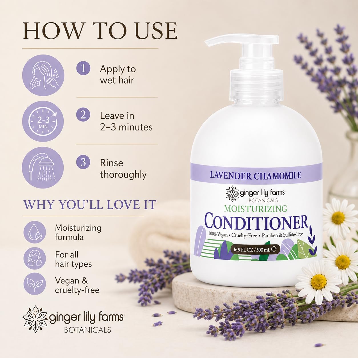Ginger Lily Farms Botanicals Moisturizing Conditioner for Dry Hair, 100% Vegan & Cruelty-Free, Apple Pear Scent, 1 Gallon Refill (128 fl oz)