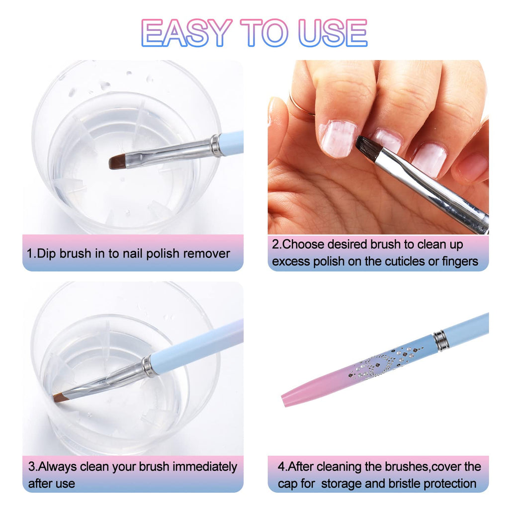 Nail Art Clean Up Brushes,Nail Brushes for Cleaning Polish Mistakes on the Cuticles, Acetone Resistant Nail Brush, Fingernail Cleaning Brushes for Nail Art and Designs (2 Pcs Round&Angled)