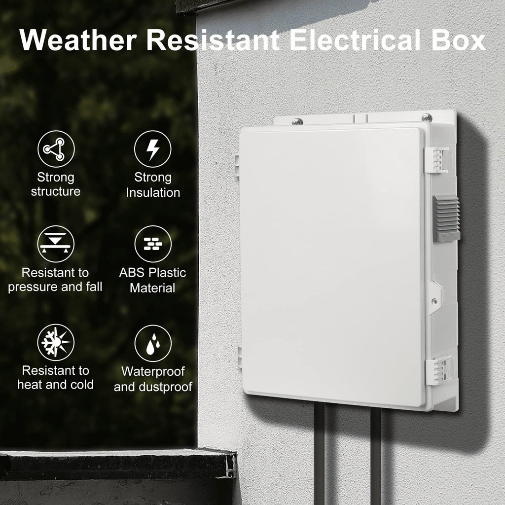 Namunanee Outdoor Electrical Junction Box, ABS Water Resistant Enclosure with Internal Mounting Panel & Hinged Cover, 9.2" H* 7" L* 4.6" W