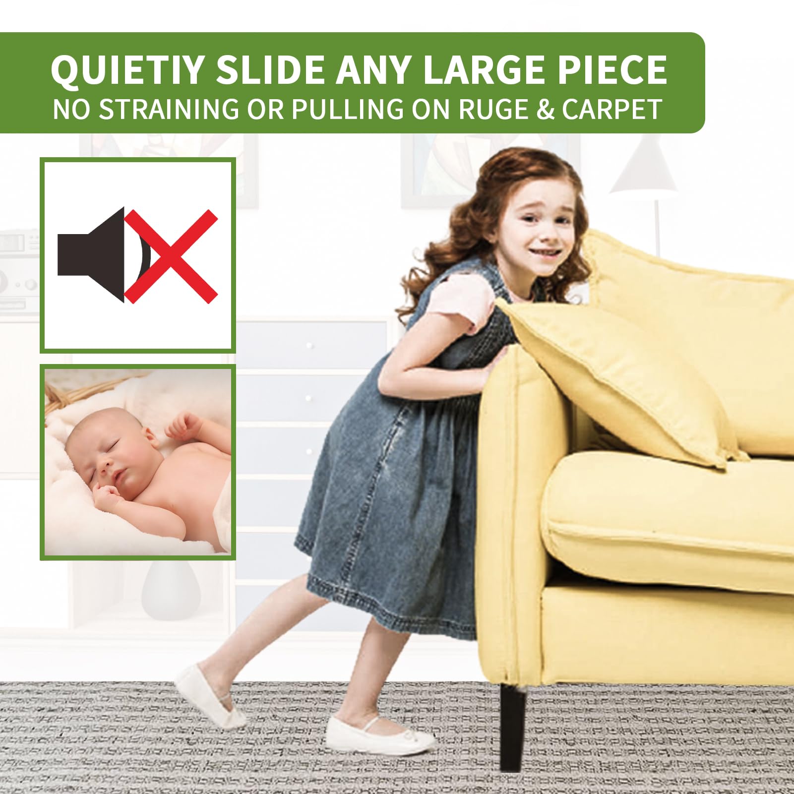 Furniture Sliders for Carpet 4 PCS - 9 1/2 inch Furniture Moving Slider Chair Legs Floors Protectors– Move Your Furniture Easy & Safely (for Carpet)