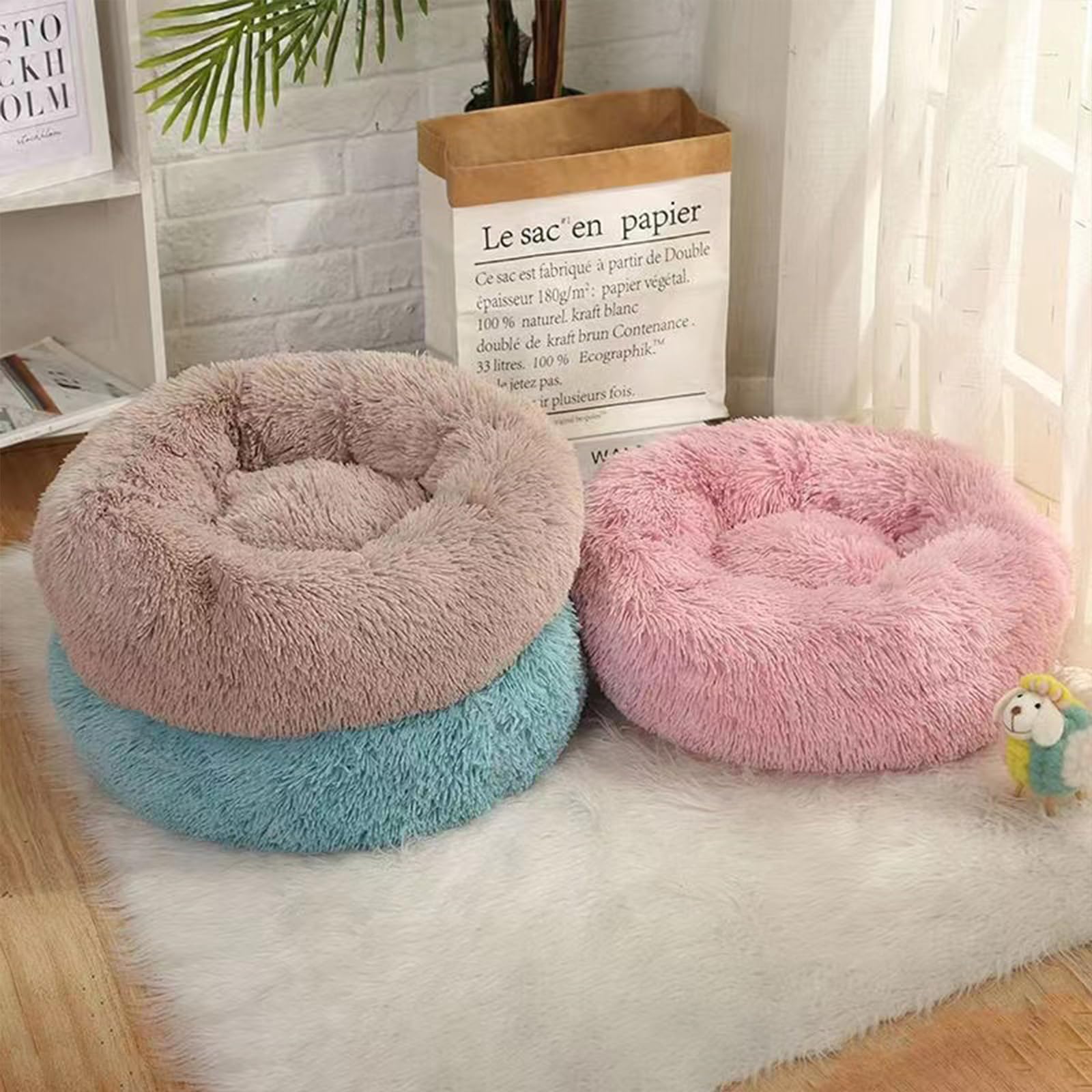 Nisrada Cat Beds for Indoor Cats,15.7 Inch Small Cats Beds, Washable-Round Pet Bed for Puppy and Kitten with Slip-Resistant Bottom