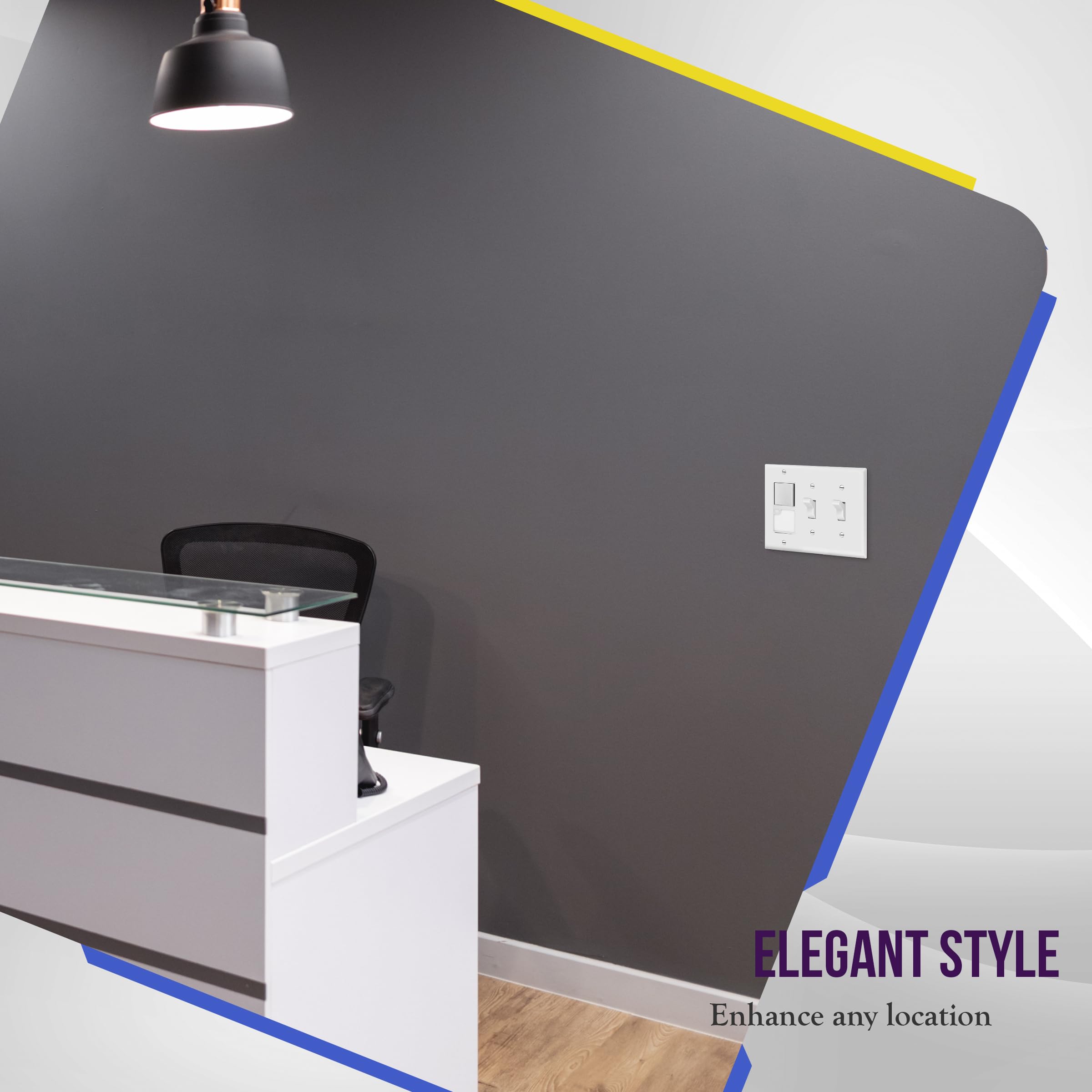 ENERLITES Combination Triple Light Switch Plate, Double Toggle/Single Decorator Switch, Standard Size 3-Gang 4.5" x 6.38", Polycarbonate Thermoplastic, 881231-BK, Black
