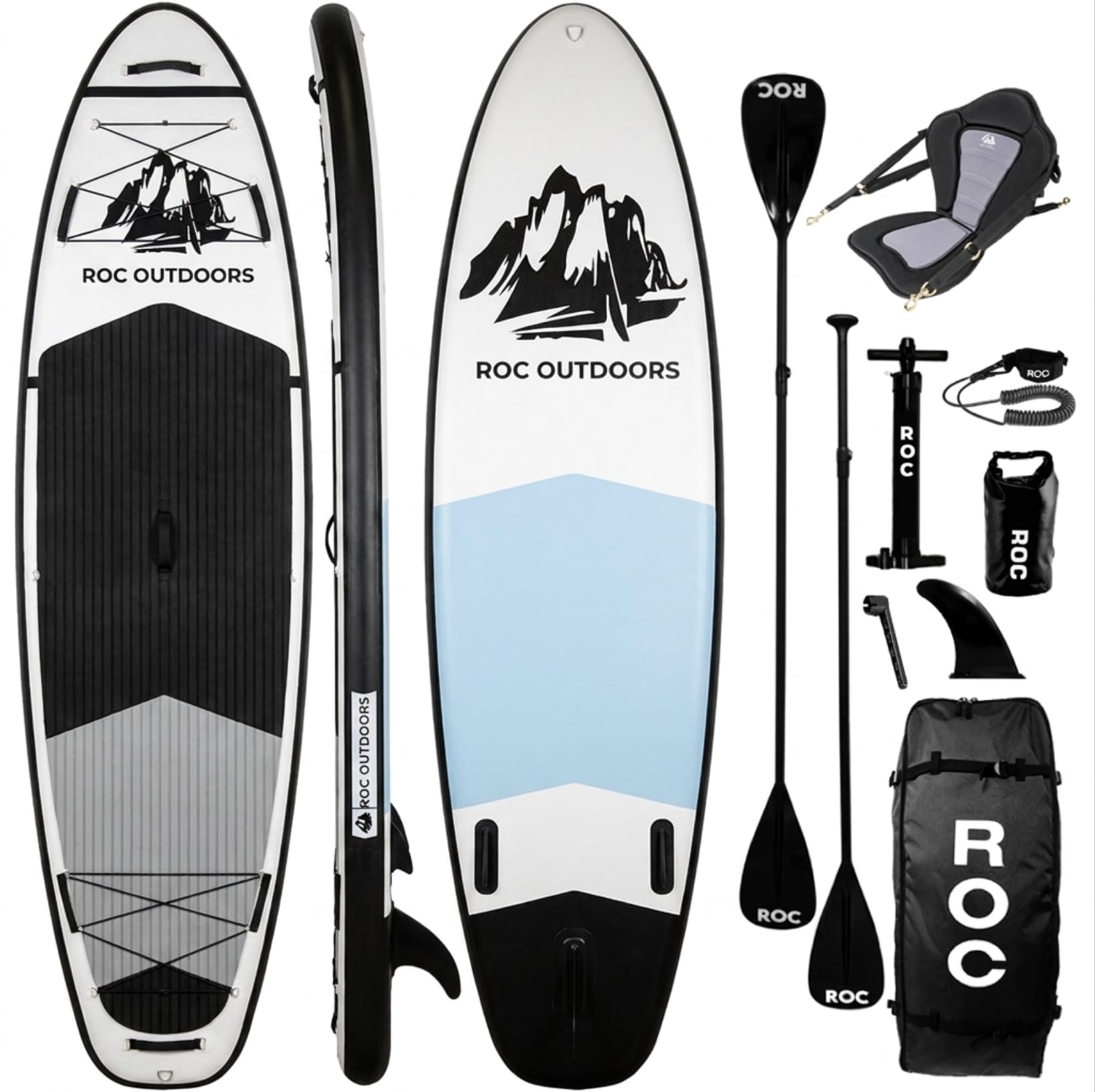 Roc Inflatable Stand Up Paddle Board 10' 6" with Premium SUP Paddle Board Accessories, Wide Stable Design, Non-Slip Comfort Deck for Youth & Adults