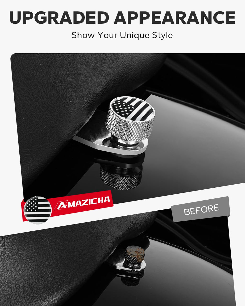 Amazicha Gloss Black 304 Stainless Steel Seat Bolt Screw Compatible with Harley Davidson 1996-2026