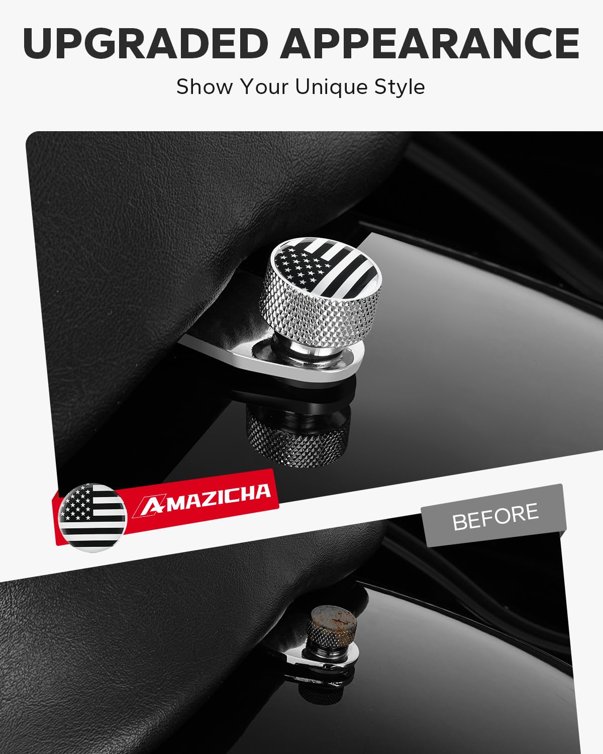Amazicha Gloss Black 304 Stainless Steel Seat Bolt Screw Compatible with Harley Davidson 1996-2026