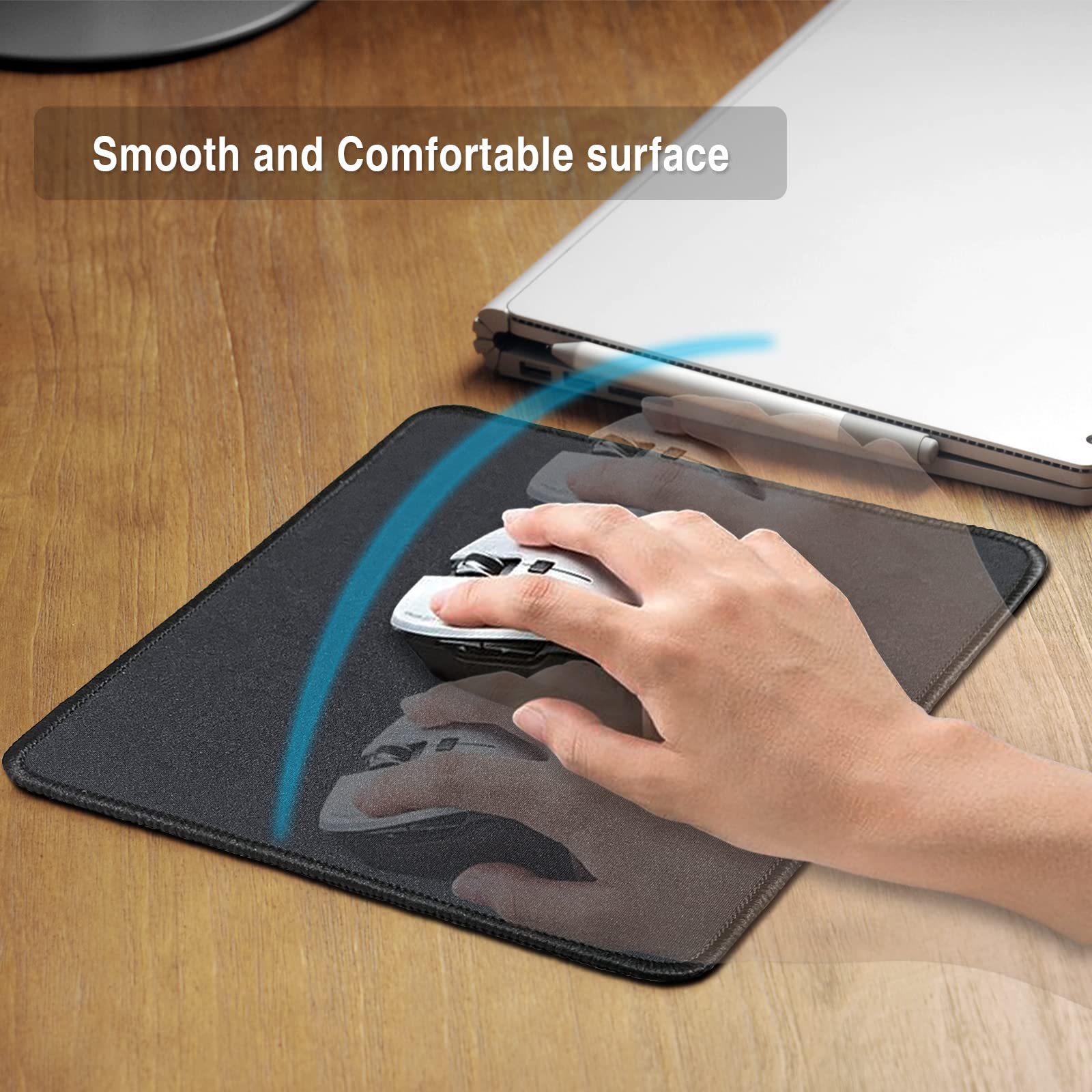 Zhithink 11 Pack Mouse Pad with Reinforced Stitching Edge, Washable Mousepad with Grippy Non-Slip Rubber Base, 0.12 Inch Thick Smooth Tracks Computer Mouse Pads Bulk for Desk, Black, 10.2x8.2 Inch