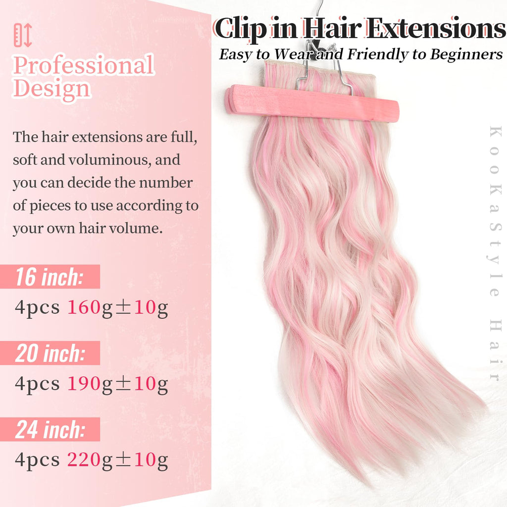 KooKaStyle Clip in Synthetic Hair Extensions Long Wavy 4PCS Thick Hairpieces Balayage Chocolate Brown to Caramel Blonde 10H26 Fiber Double Weft Natural Hair Extensions 16 Inch for Women