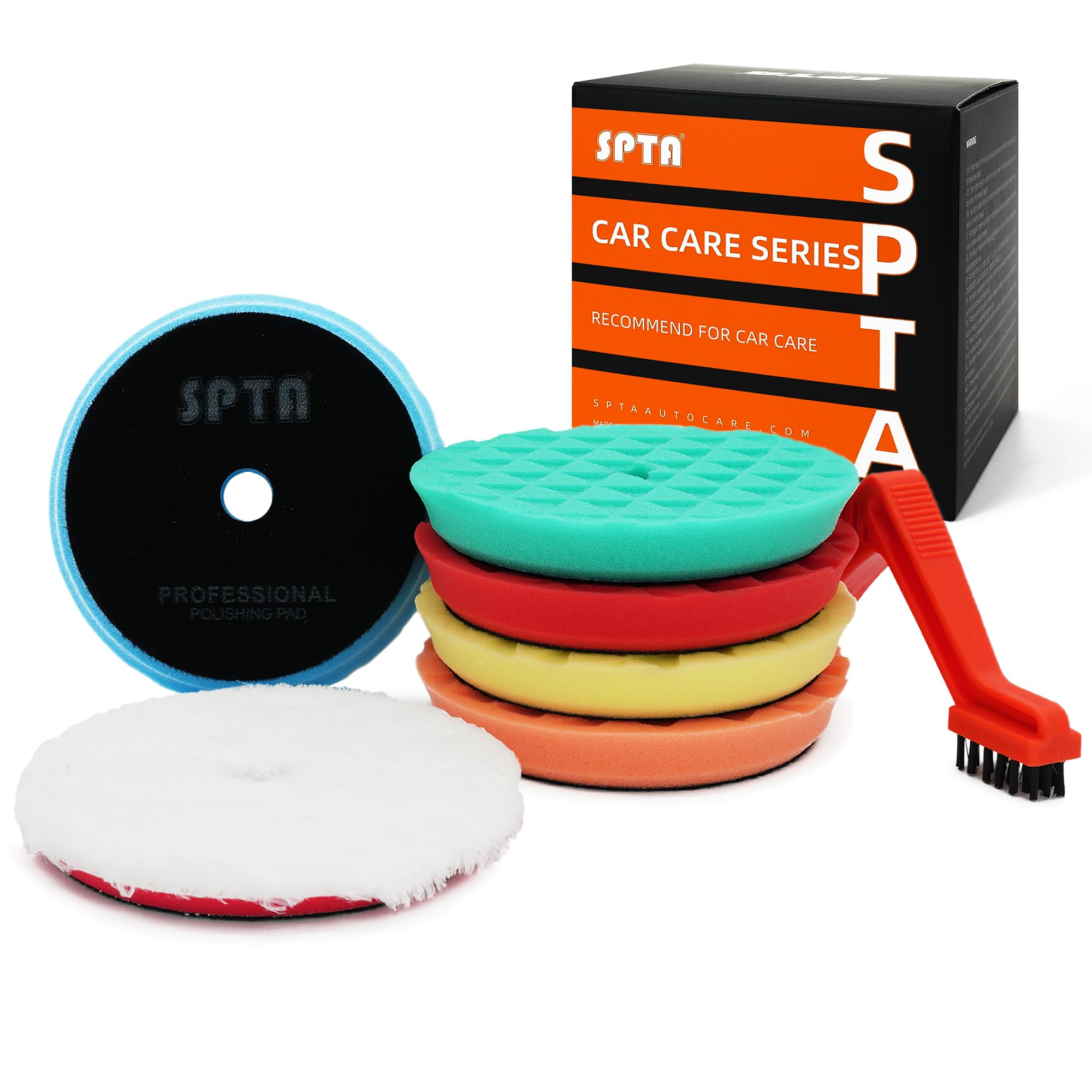 Polishing Pads, 5Pc 5 Inch 125mm Orbital Buffer Polisher Pads and 1Pc Microfiber Buffing Pads, Foam Polish Pad for Compounding, Polishing and Waxing, for 5''/125mm Backing Plate Car Polisher -TPP5MIX