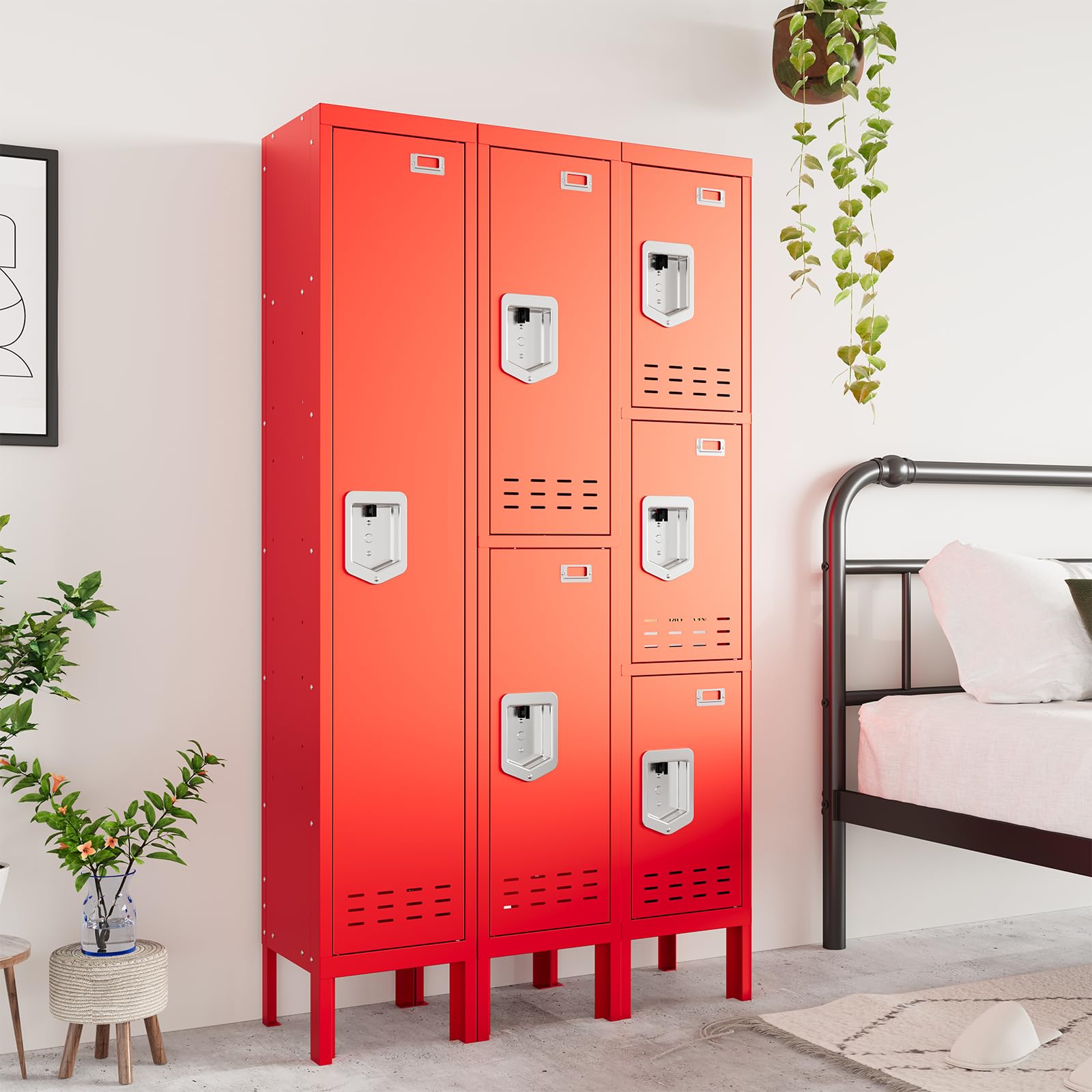 Lockers,Metal Locker, (Beige, 1 Door - (66.15" H x 11.8" W x 11.8" D))