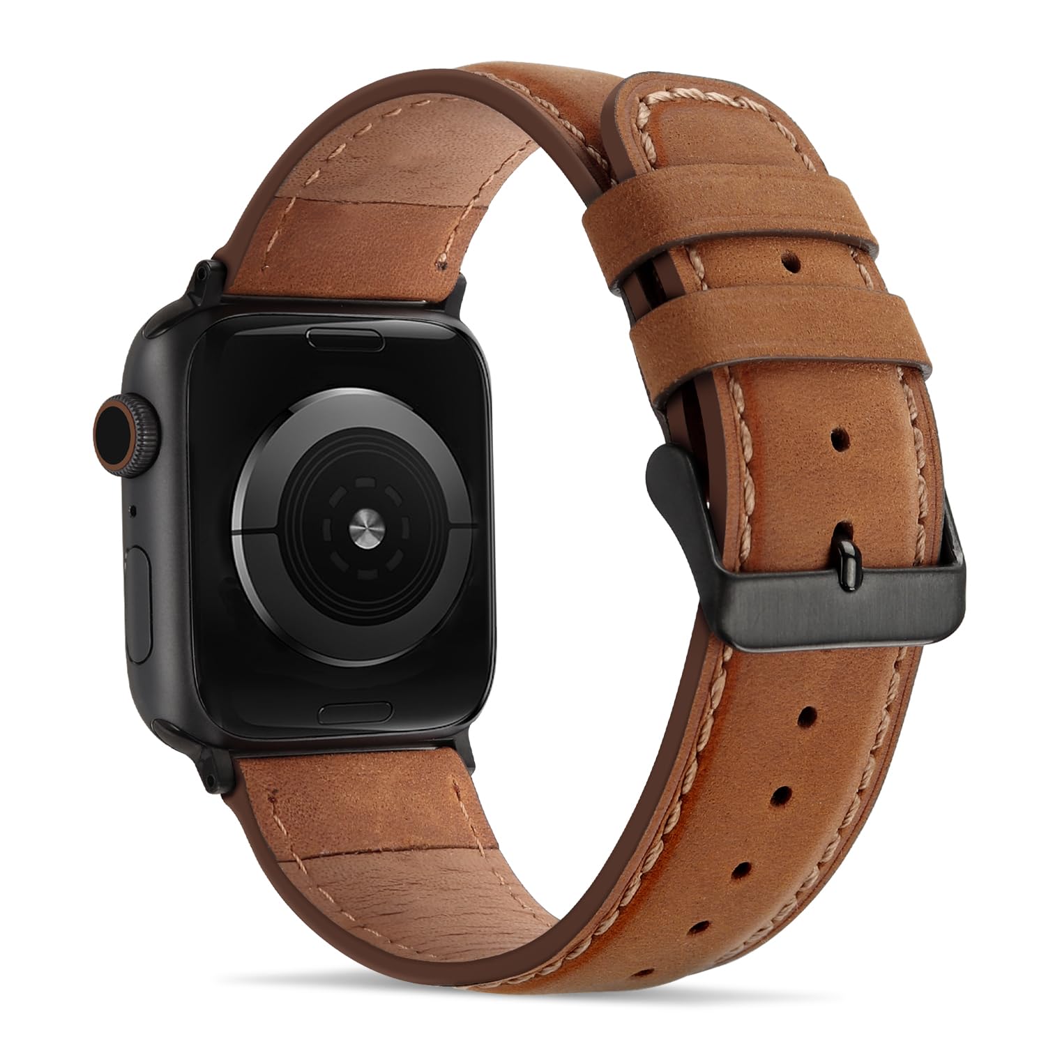Tasikar Bands Compatible with Apple Watch Band 42mm (Series11/10) 41mm 40mm 38mm Men Genuine Leather Replacement Bands Compatible with Apple Watch SE Series 11 10 9 8 7 6 5 4 3, Black