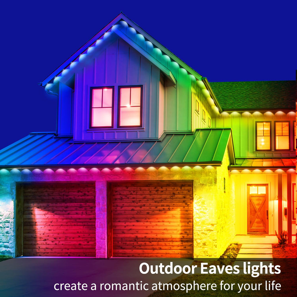 Yocrostar Permanent Outdoor Light,60ft RGB Eave Lights with App Control Remote,IP67 Waterproof LED Lights,Music Sync Outside Light for House,Halloween,Roof,Garden,Christmas Decorations