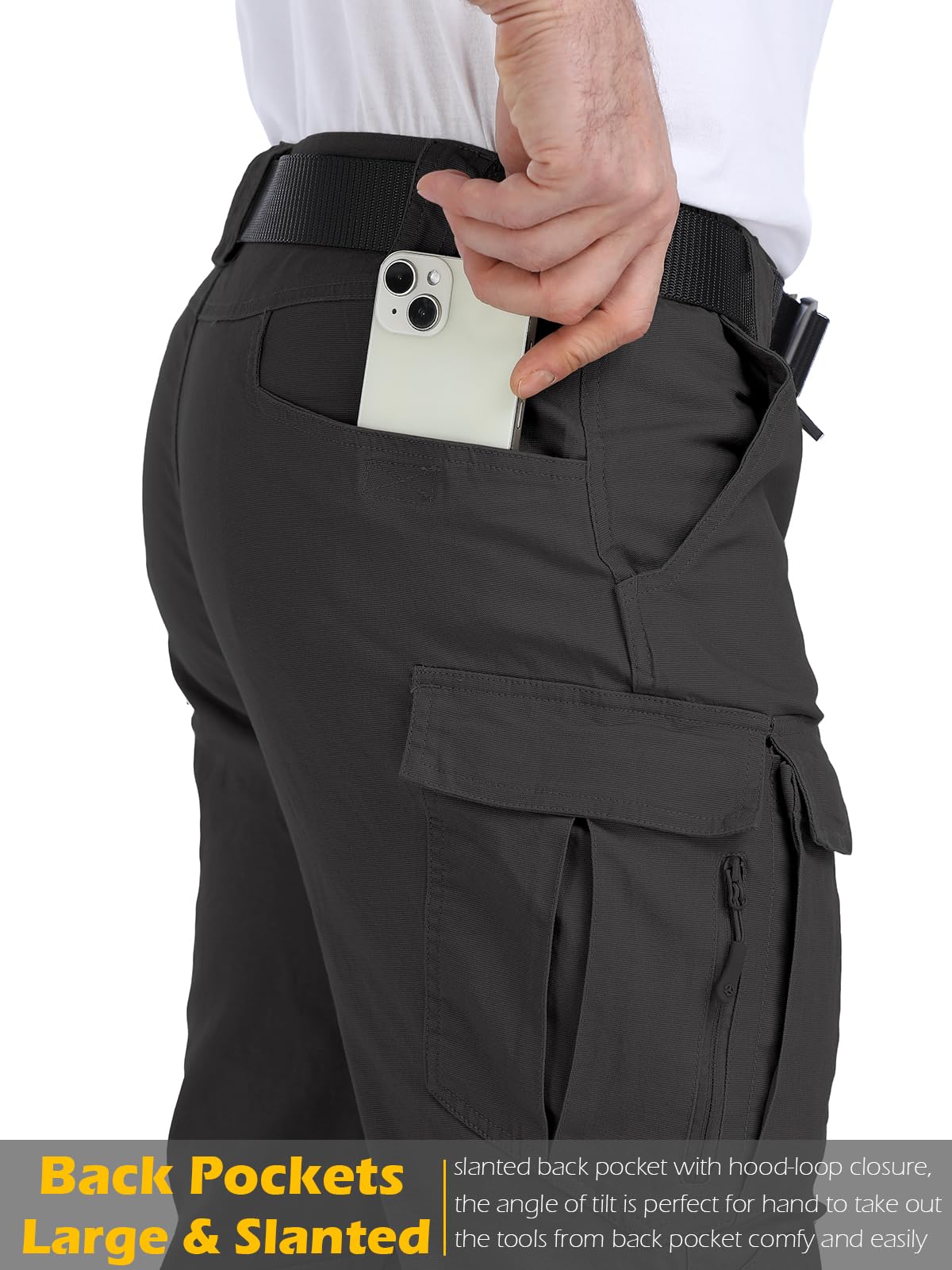 MANSDOUR Men's Cotton Hiking Tactical Pants Lightweight Stretch Military Combat Cargo Work Pants